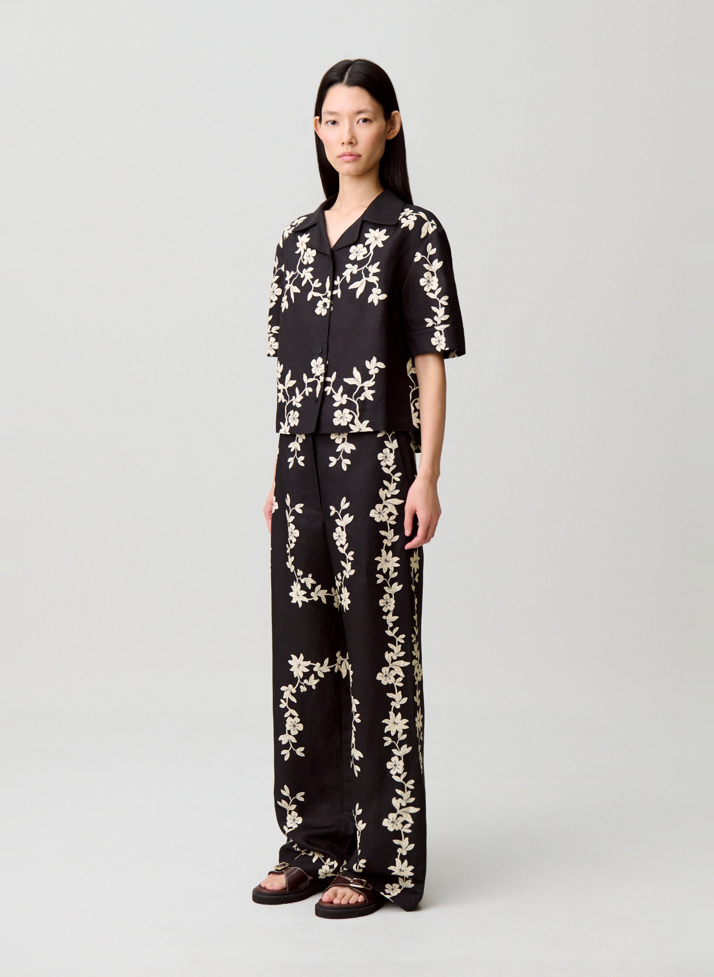 Shirt with straight cut and tailored collar, printed CLAUDIE PIERLOT Multicolored