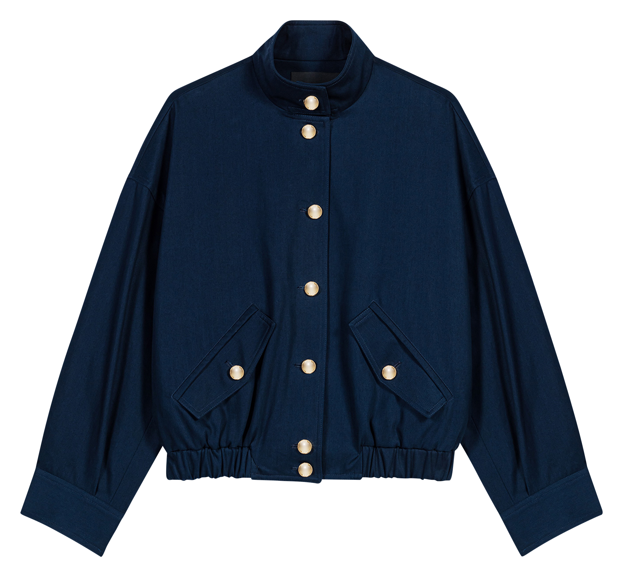 Short buttoned cotton jacket MAJE Blue