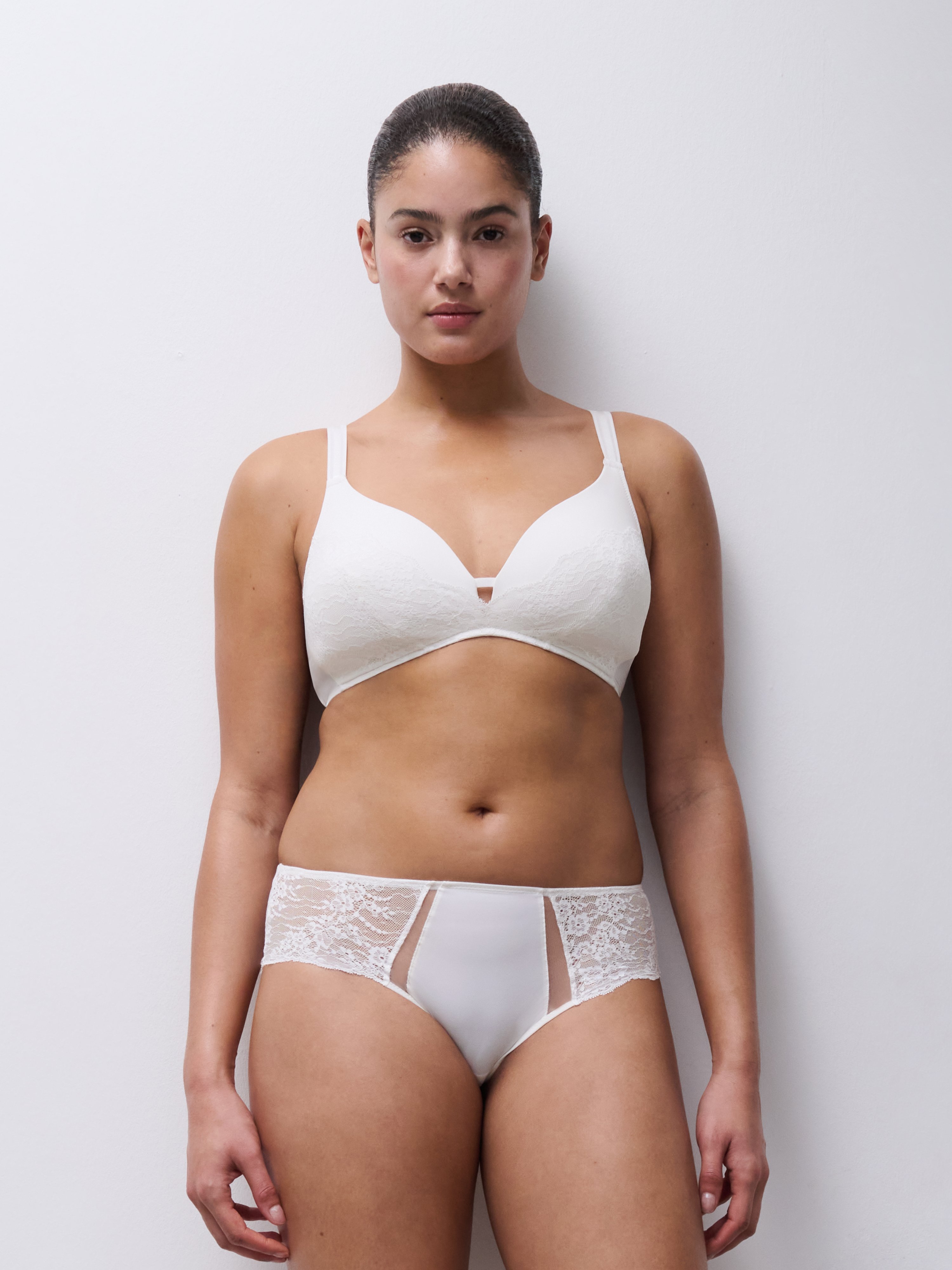 Non-wired lace bra White