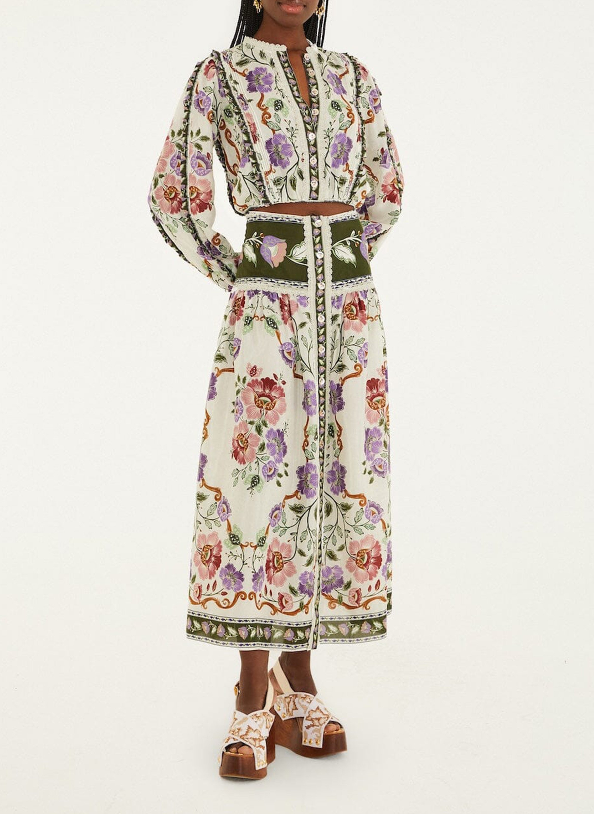 Top droit col rond en coton mélangé imprimé FARM RIO Multicolore