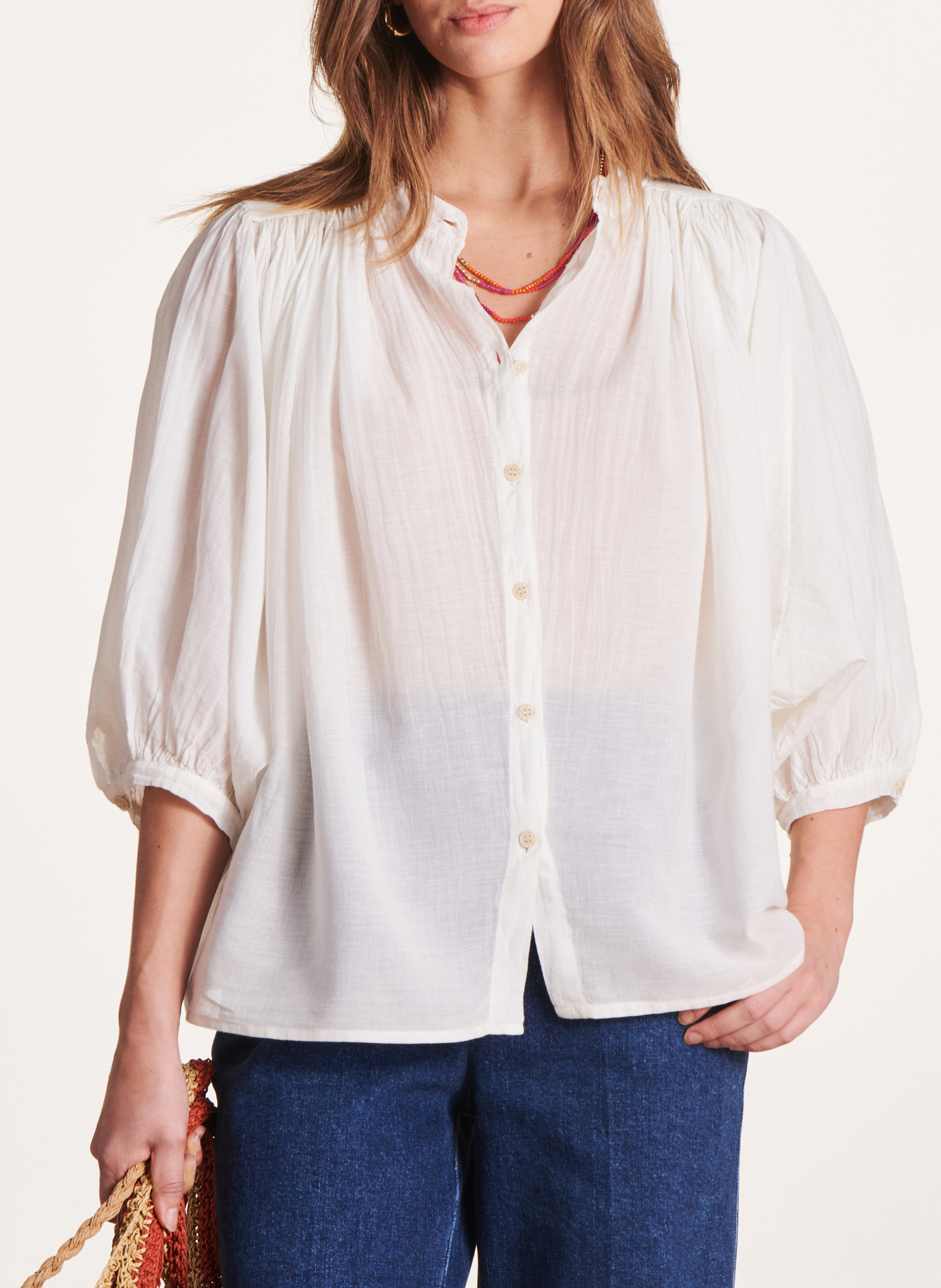 Capri - Einfarbige Oversize-Bluse LA FEE MARABOUTEE