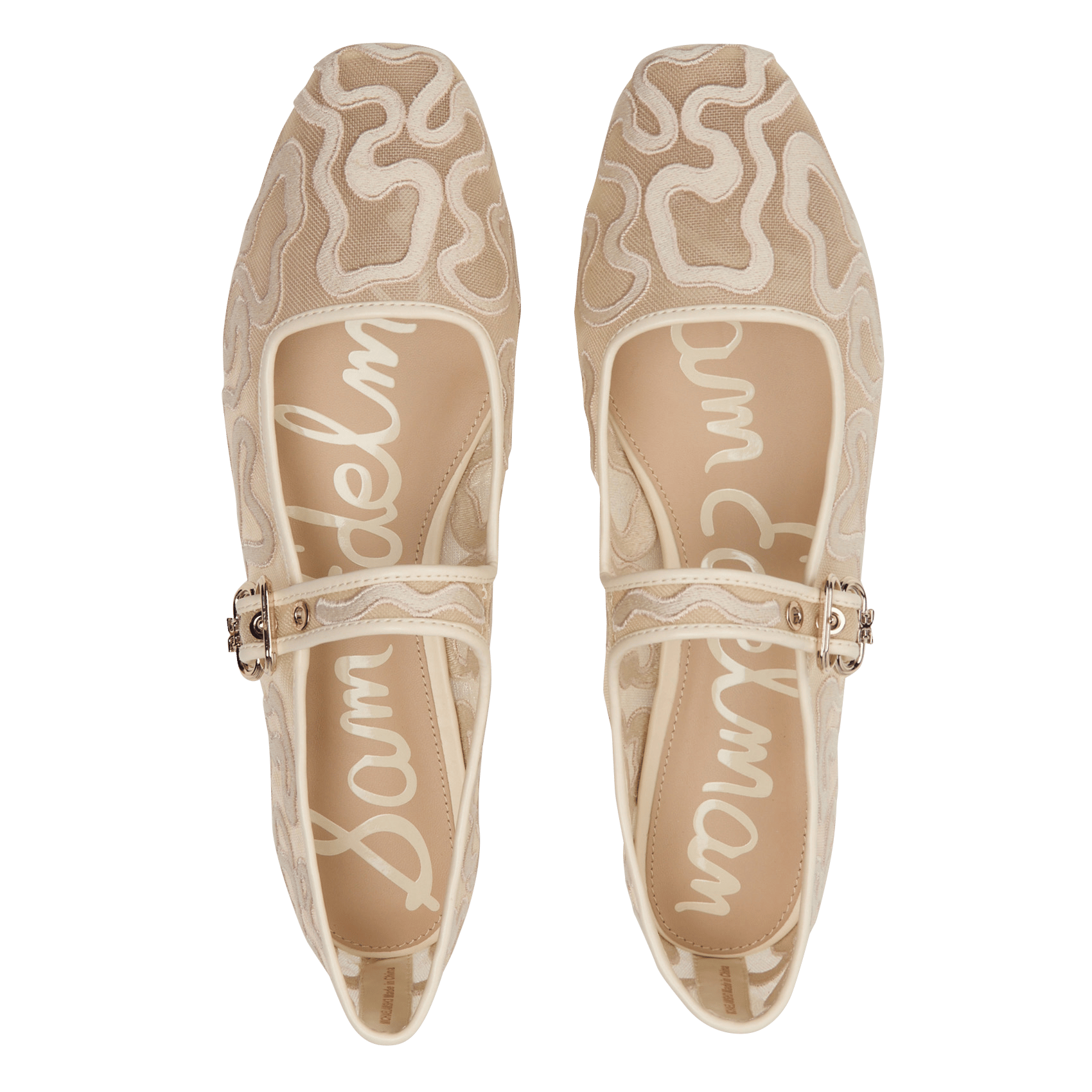 Square-toe embroidered ballet flats SAM EDELMAN White