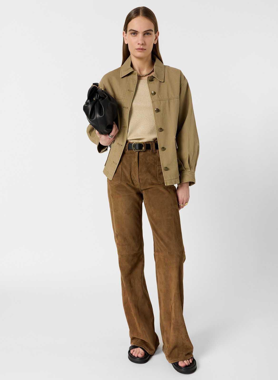 Veste droite col classique en coton GERARD DAREL Khaki