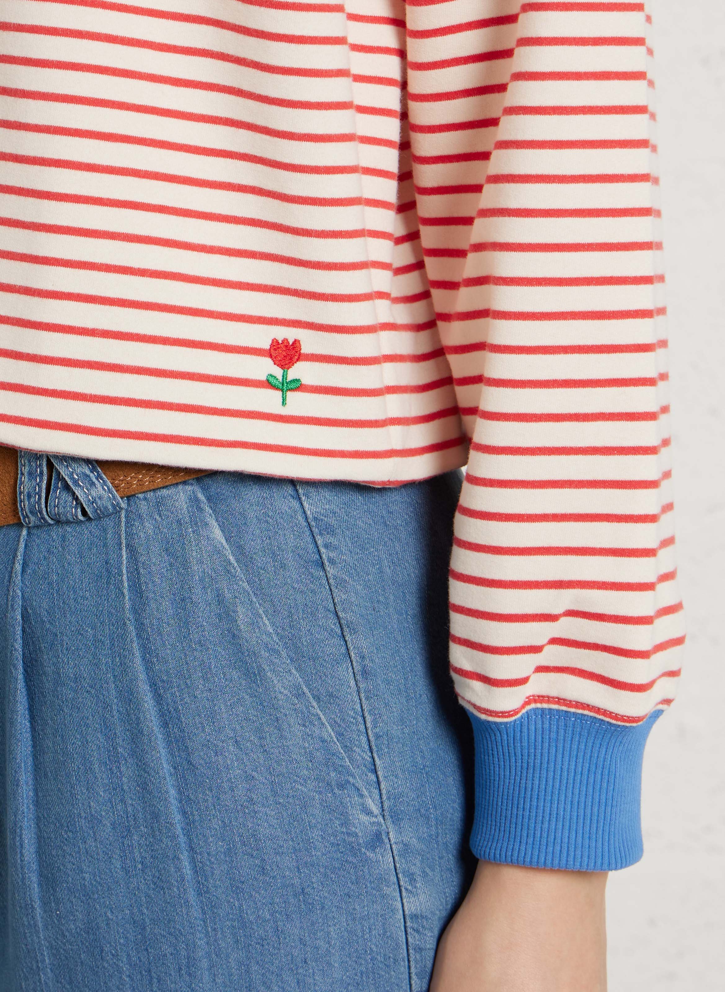 Round-neck organic cotton-blend sweater EMILE ET IDA Red