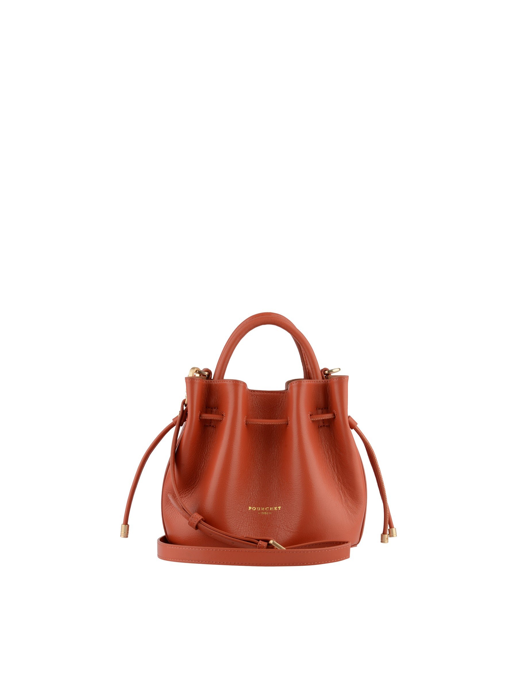 Calfskin leather handbag POURCHET Orange