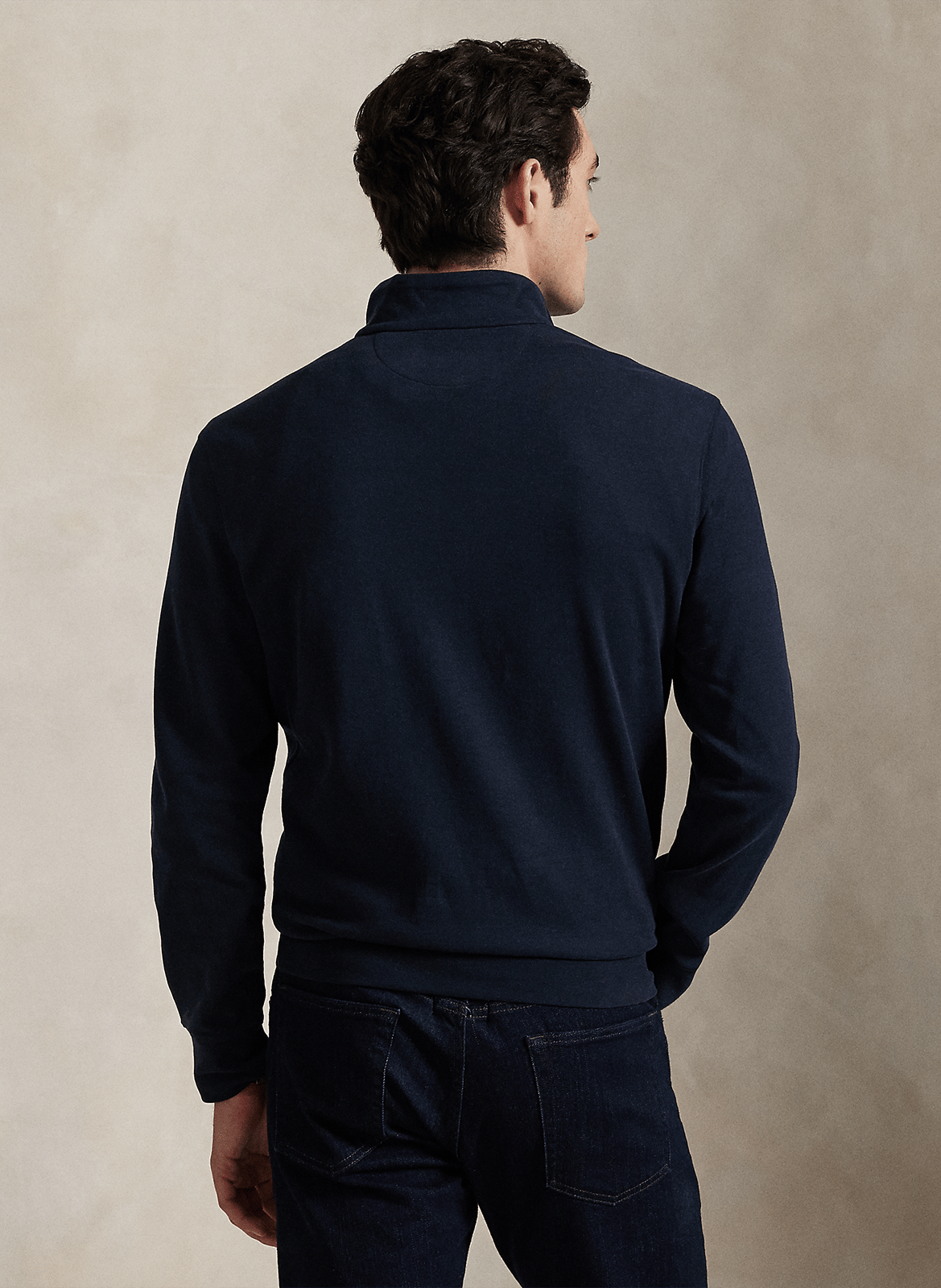 Pull col zippé en coton mélangé POLO RALPH LAUREN Bleu