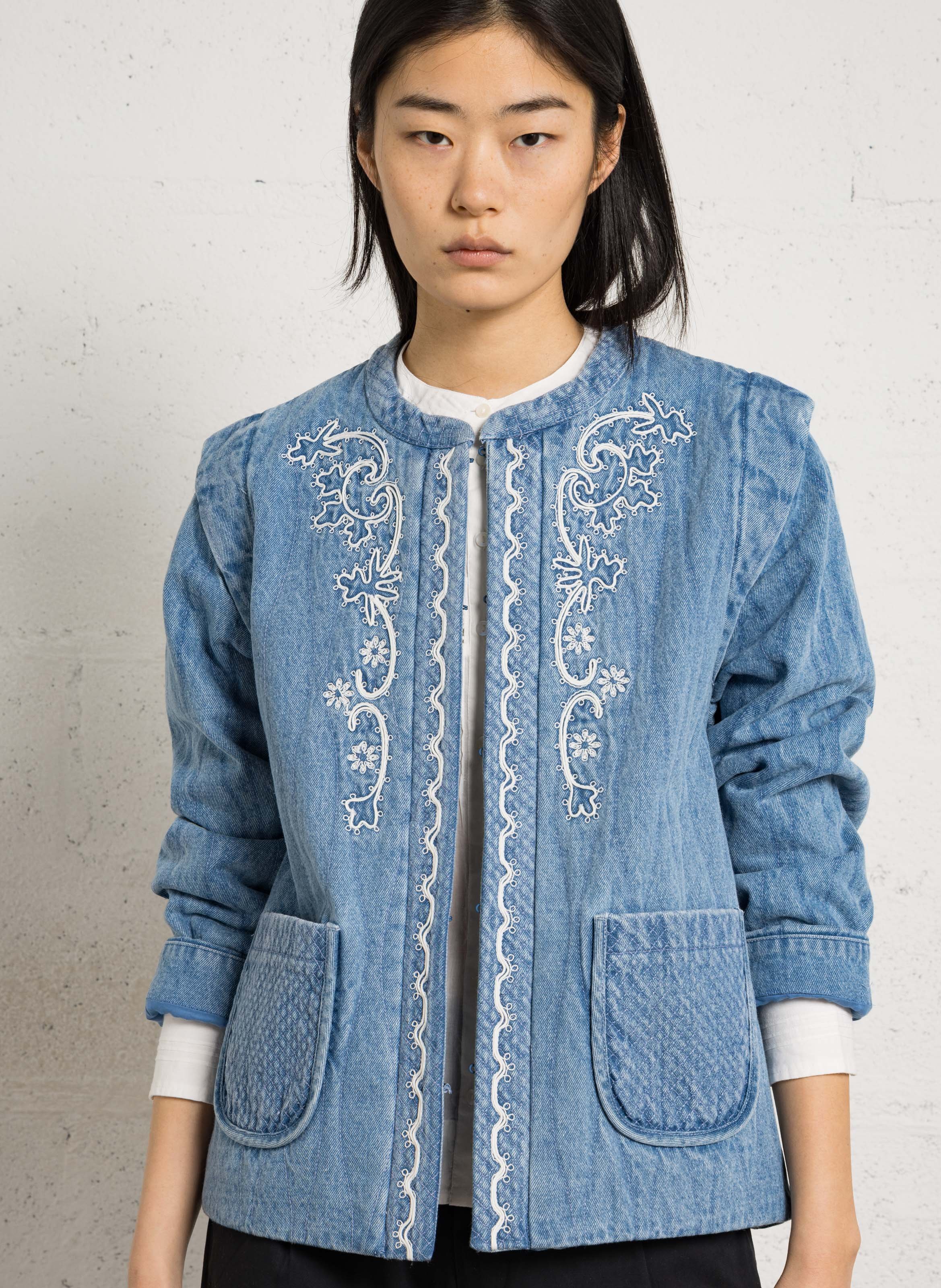 Rechte geborduurde spijkerjas LOUISE MISHA Blauw