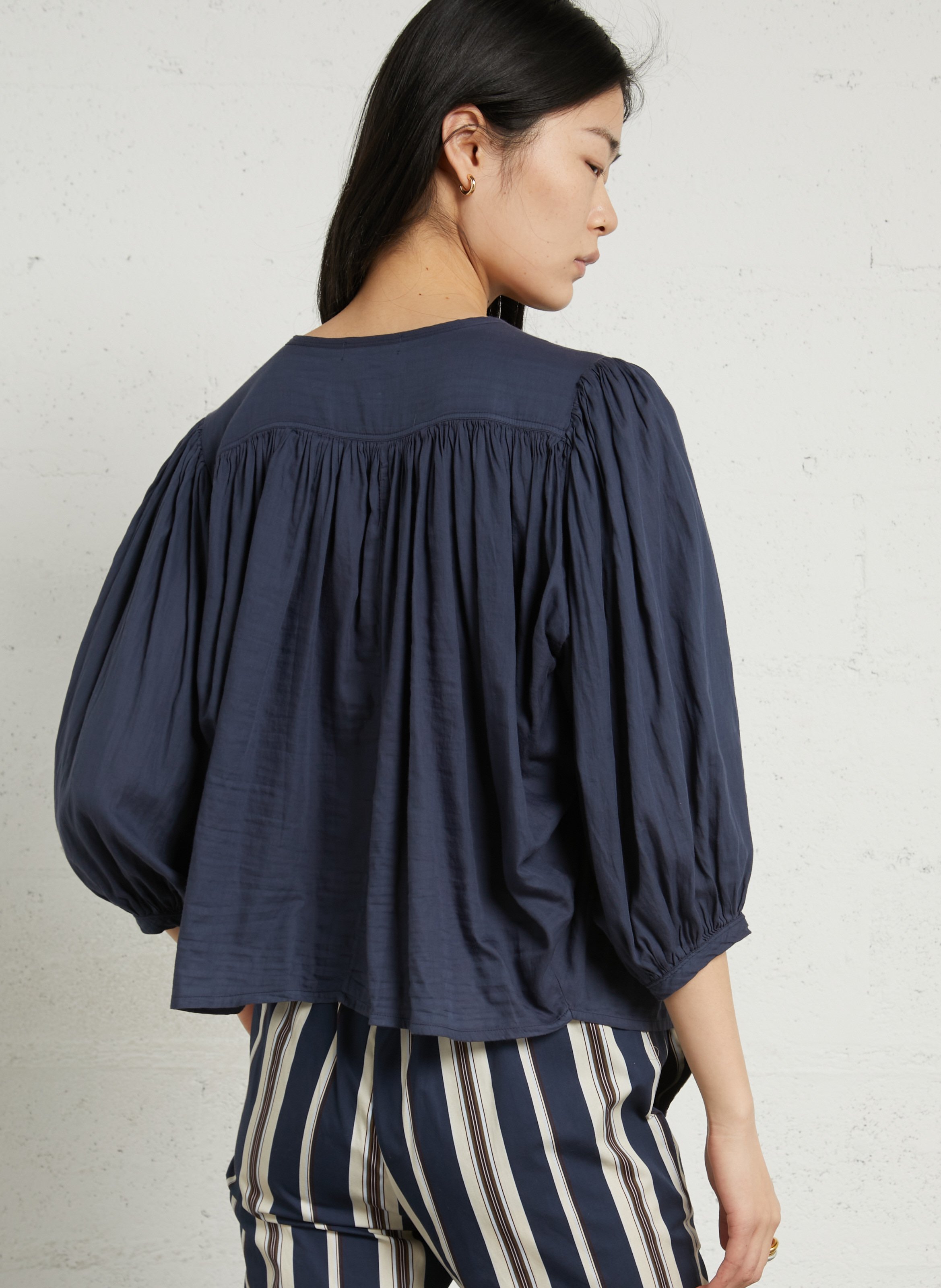 Blouse col rond en cotn  BELLA JONES Bleu