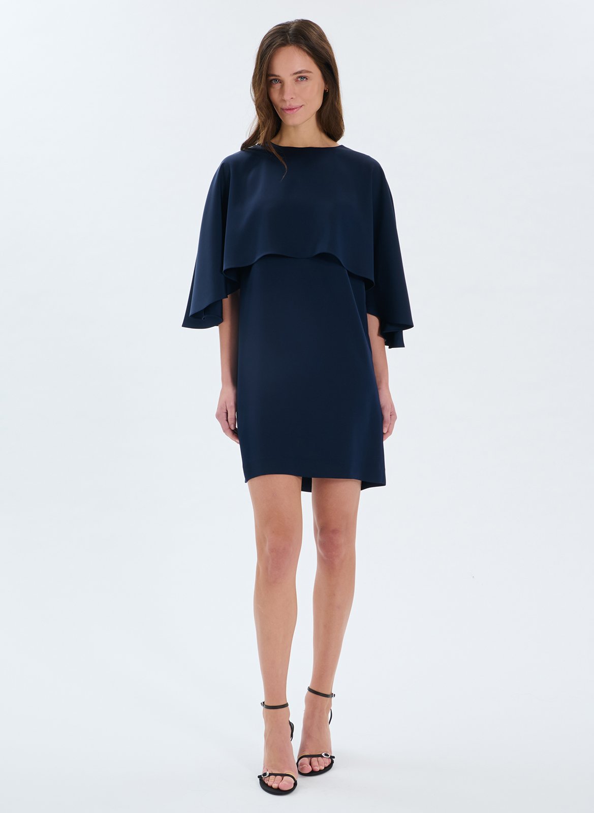 Short satin round neck dress ZAPA Blue