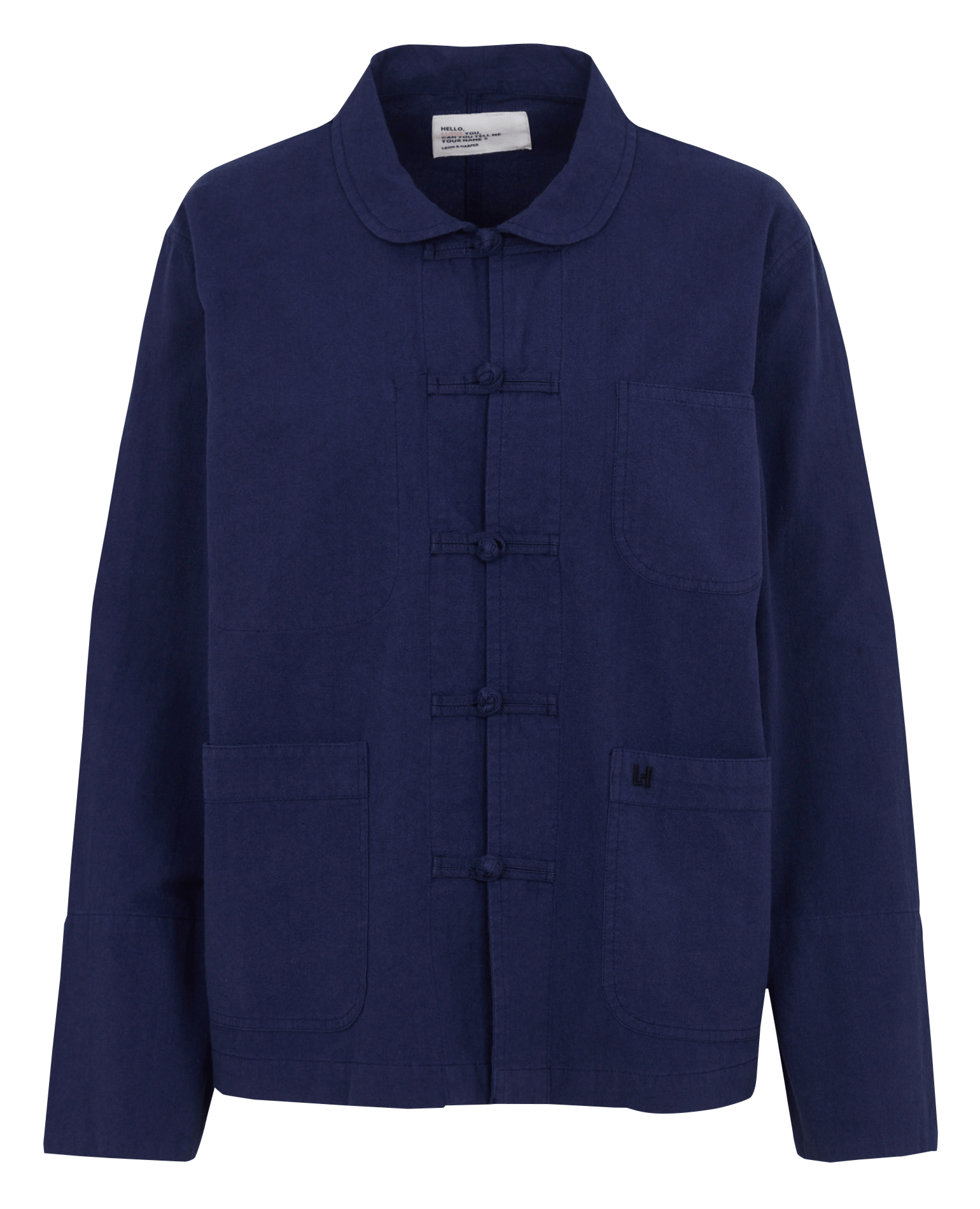 Veste droite col classique en coton bio LEON & HARPER Bleu