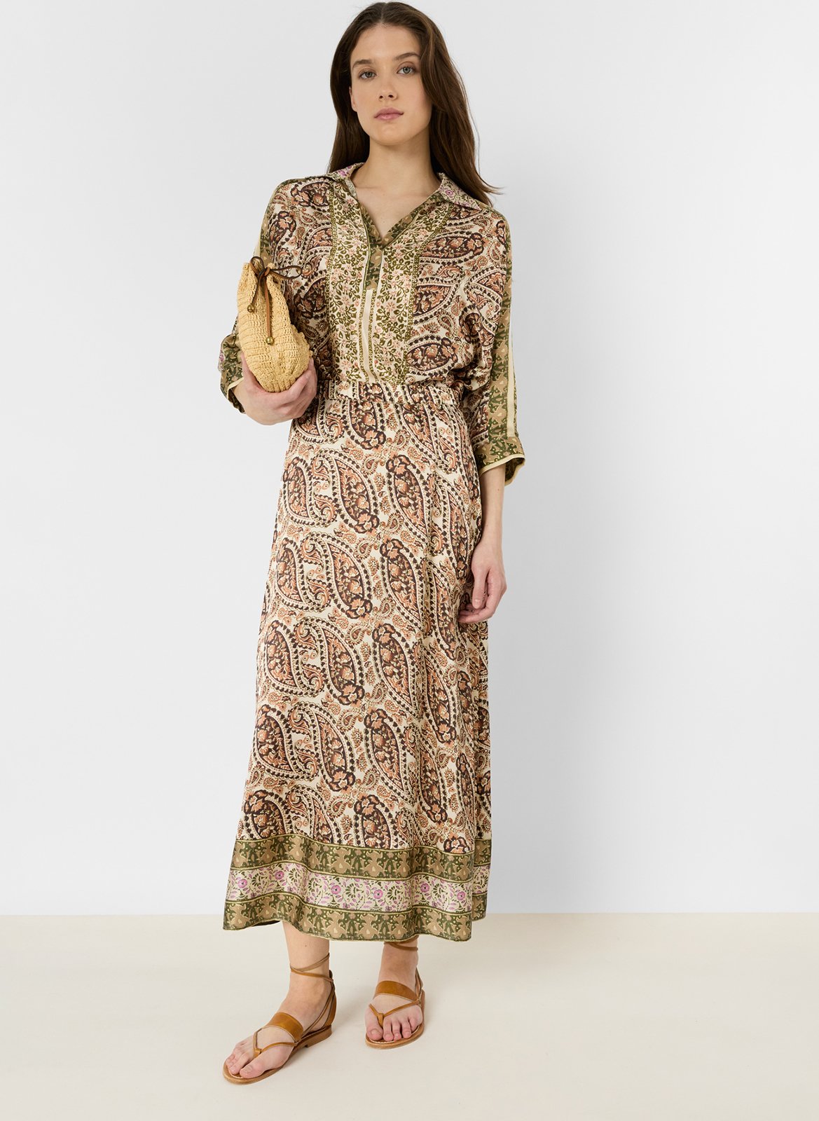 Jupe longue imprimée en soie GERARD DAREL Noir