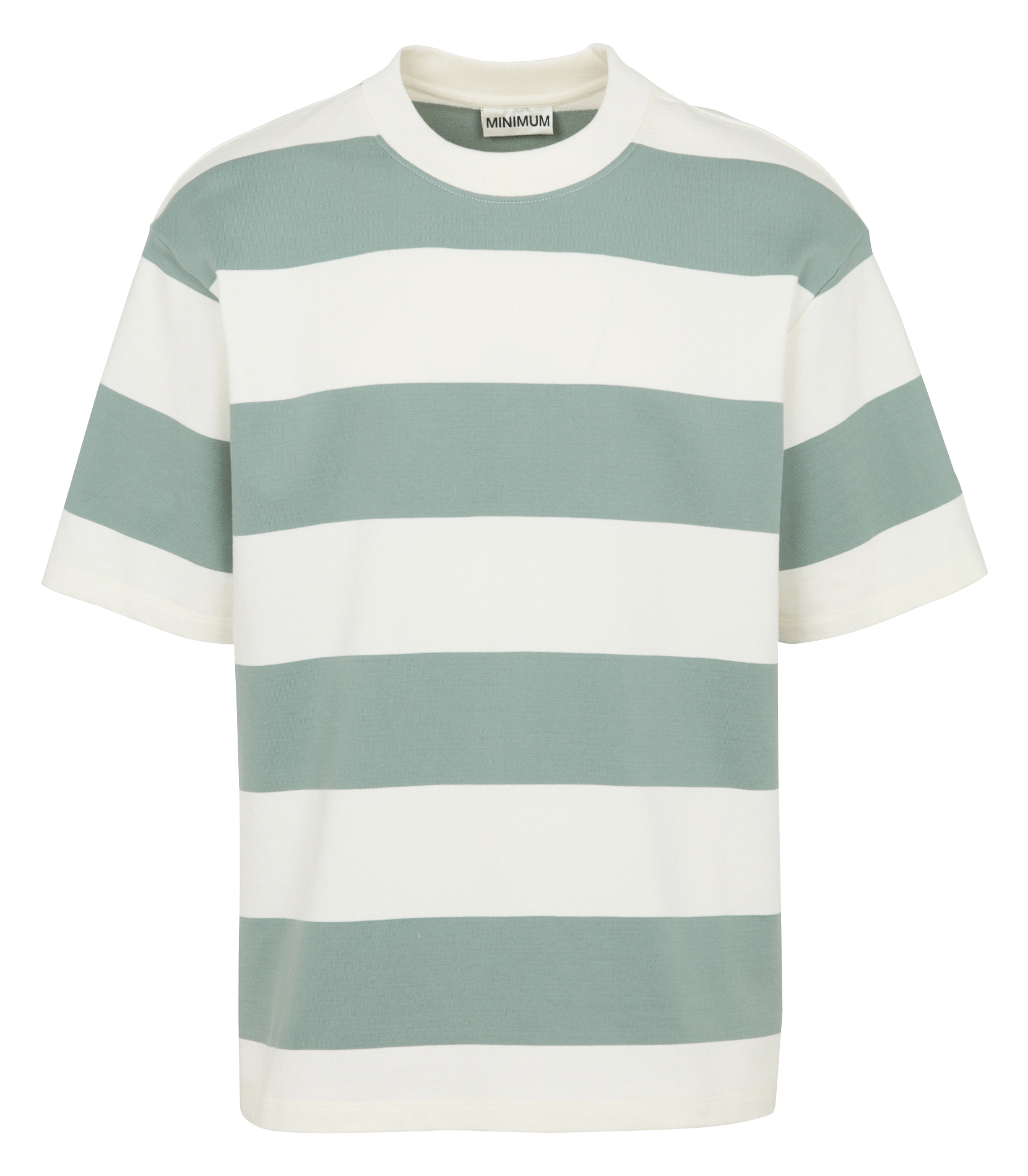 Recht streep T-shirt van biologisch katoen MINIMUM Groen