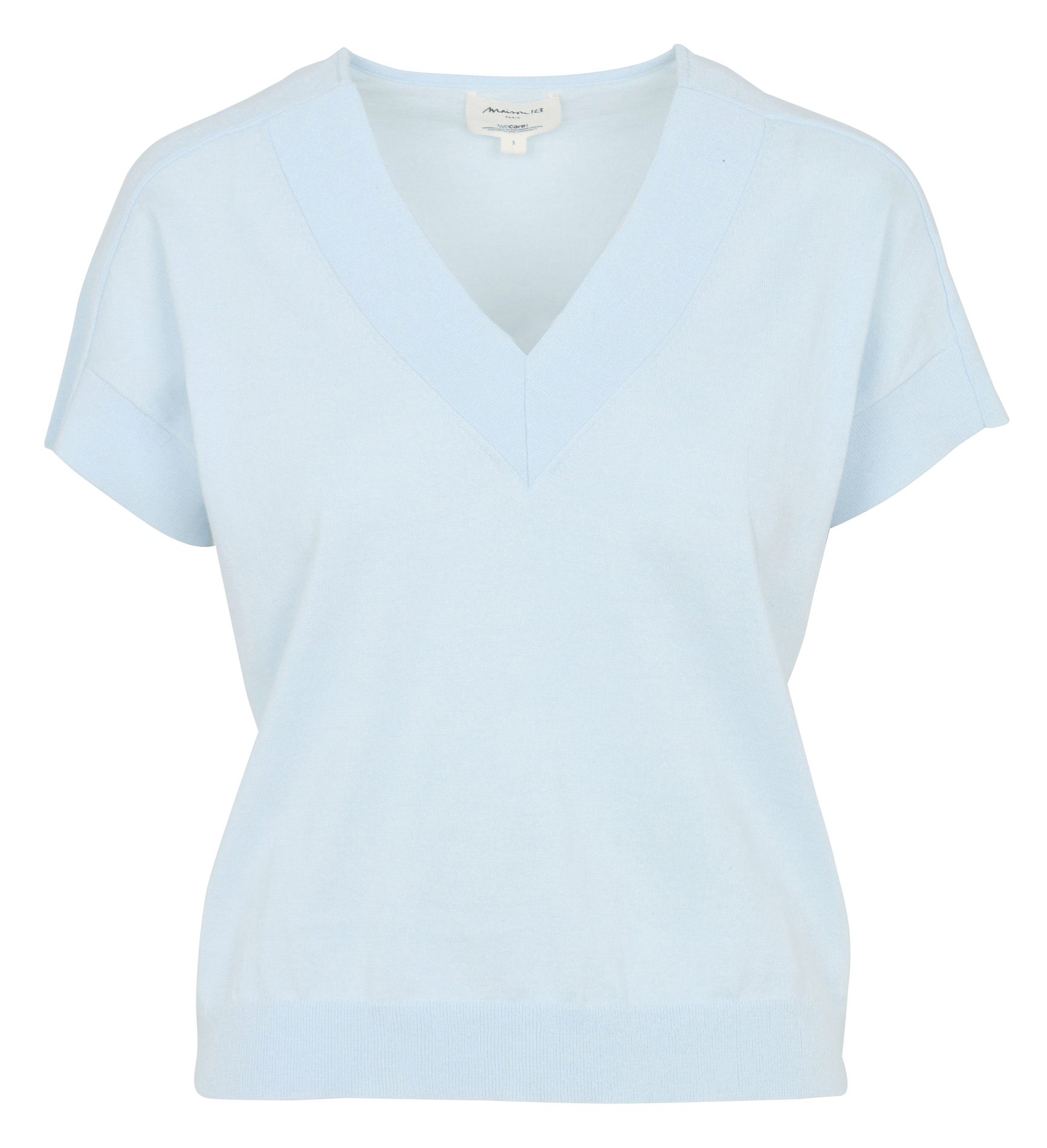 Top oversize col V en coton MAISON 123 Bleu