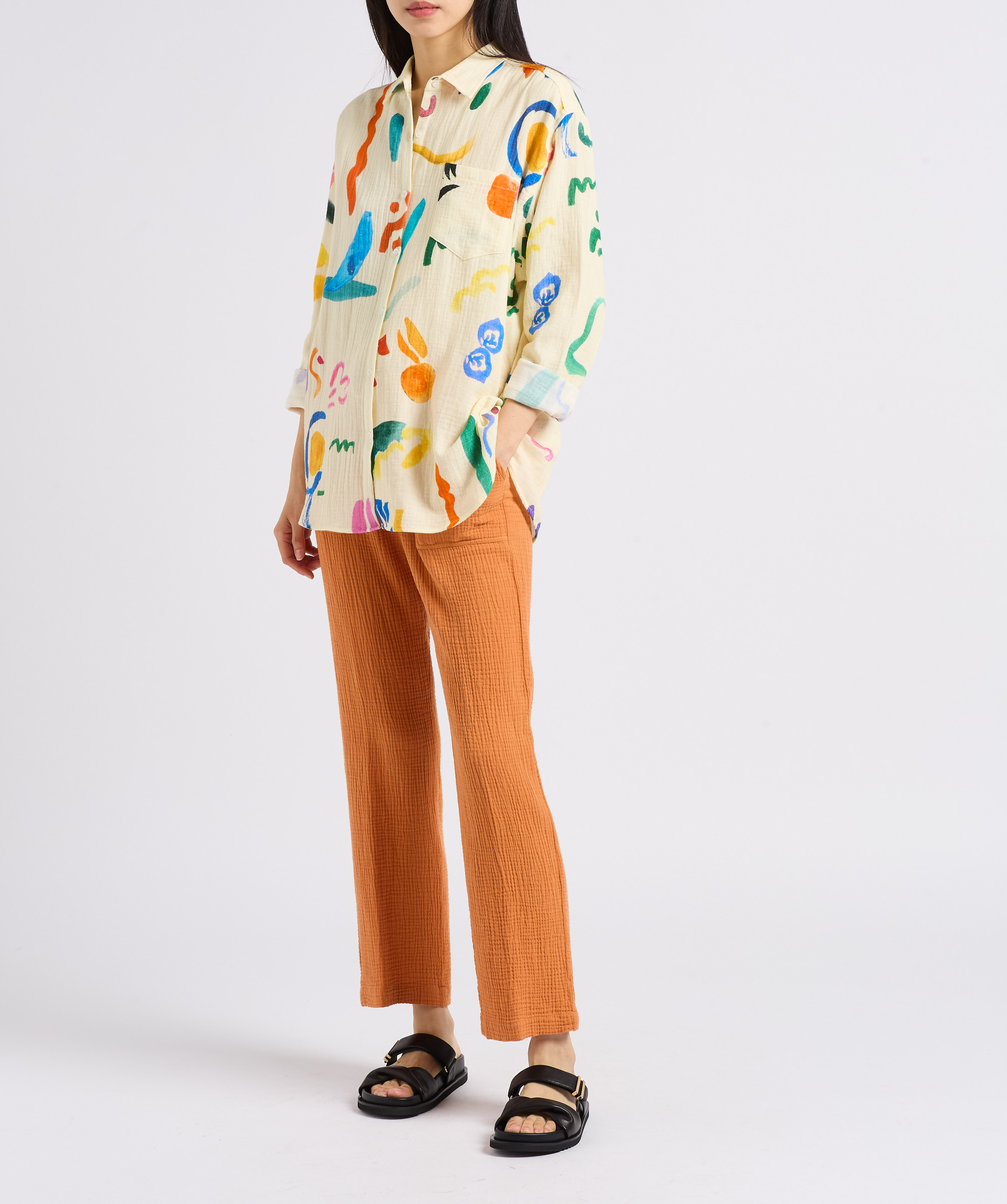 Straight-leg cotton pants HARTFORD Orange