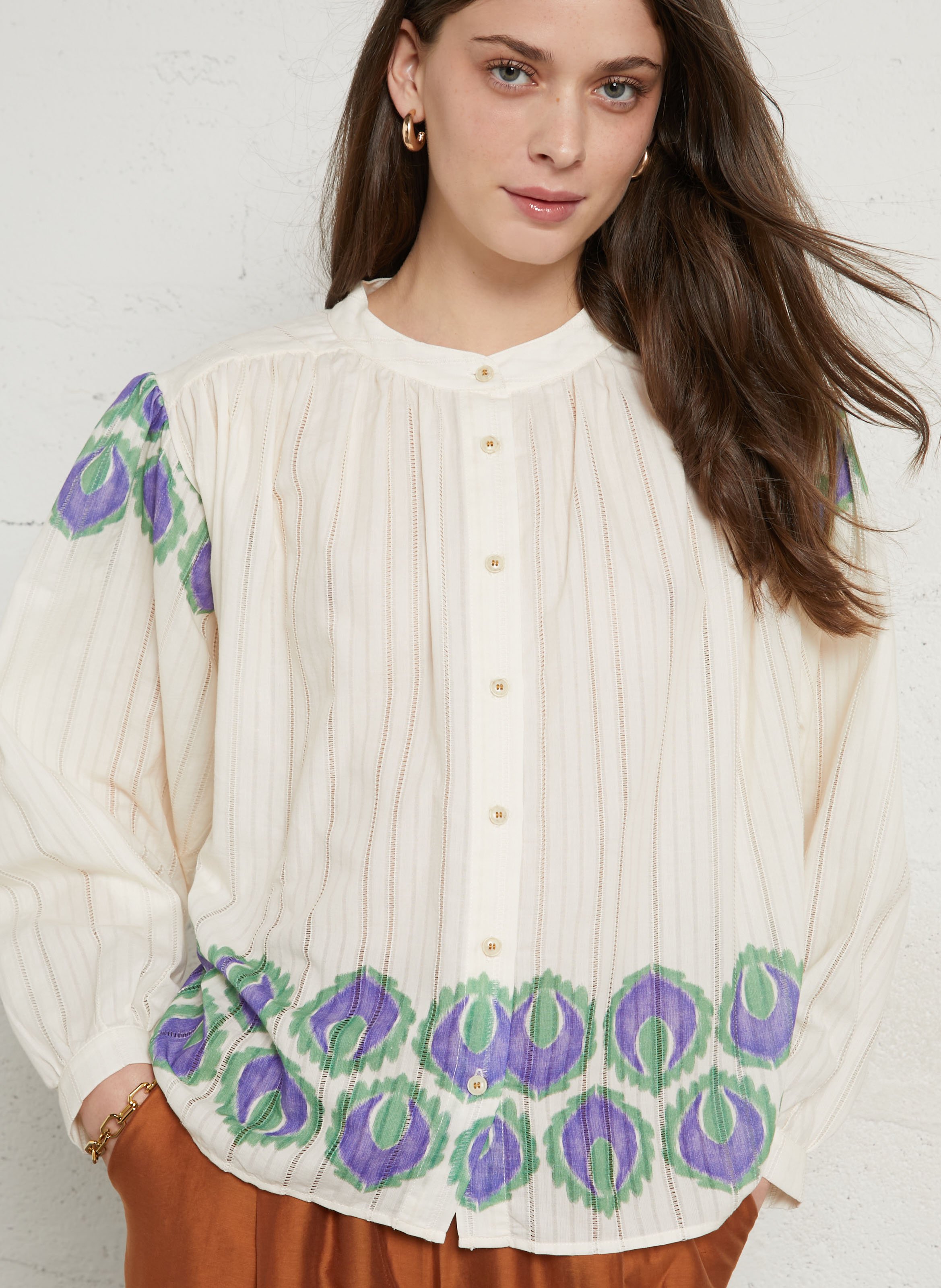 Oversized cotton printed blouse TINSELS Multicolored