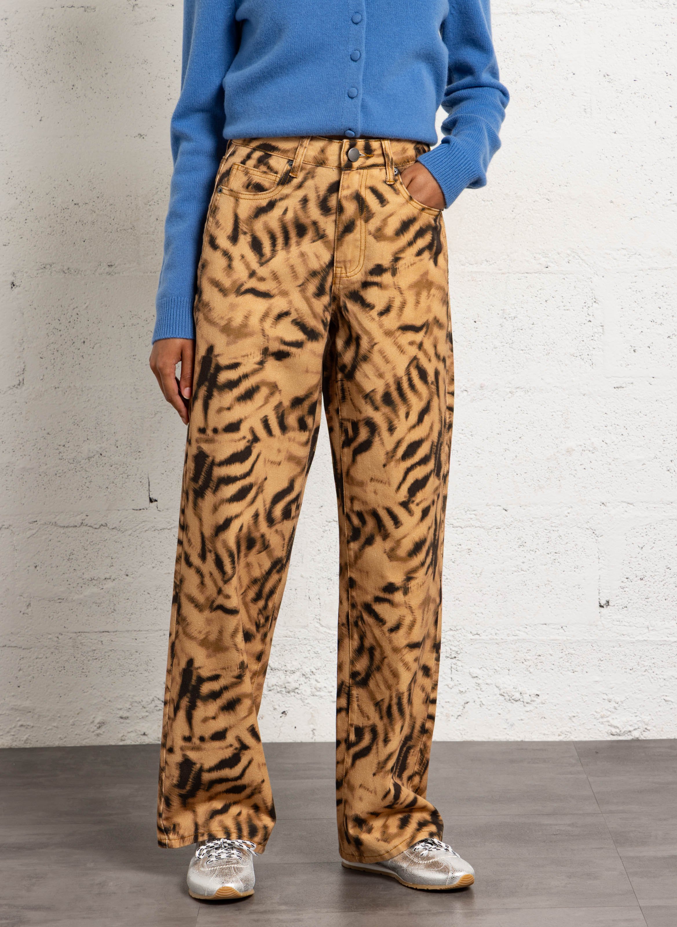 High-rise straight cotton jeans SUNCOO Beige