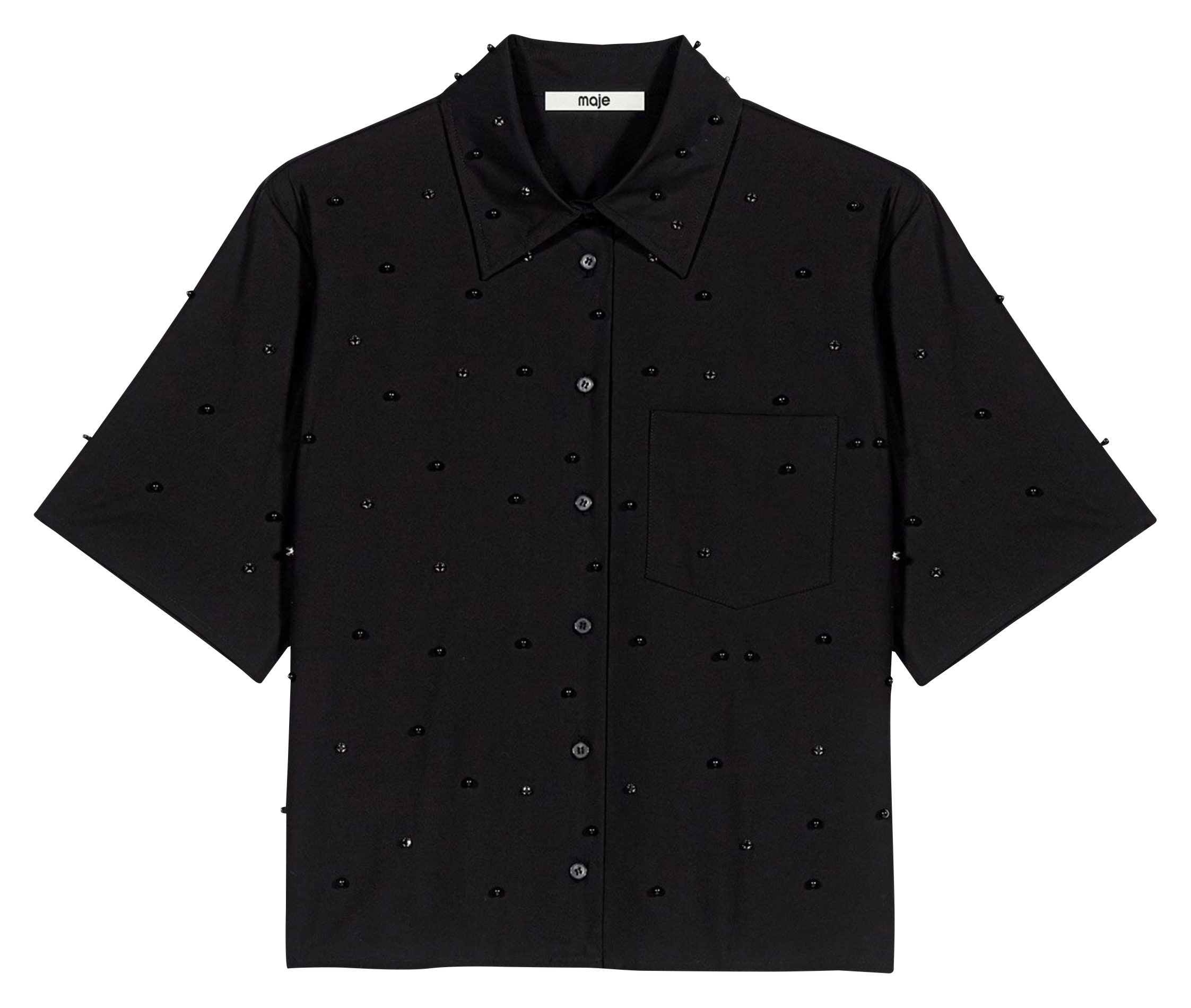 Chemise droite manches courtes à sequins MAJE Noir