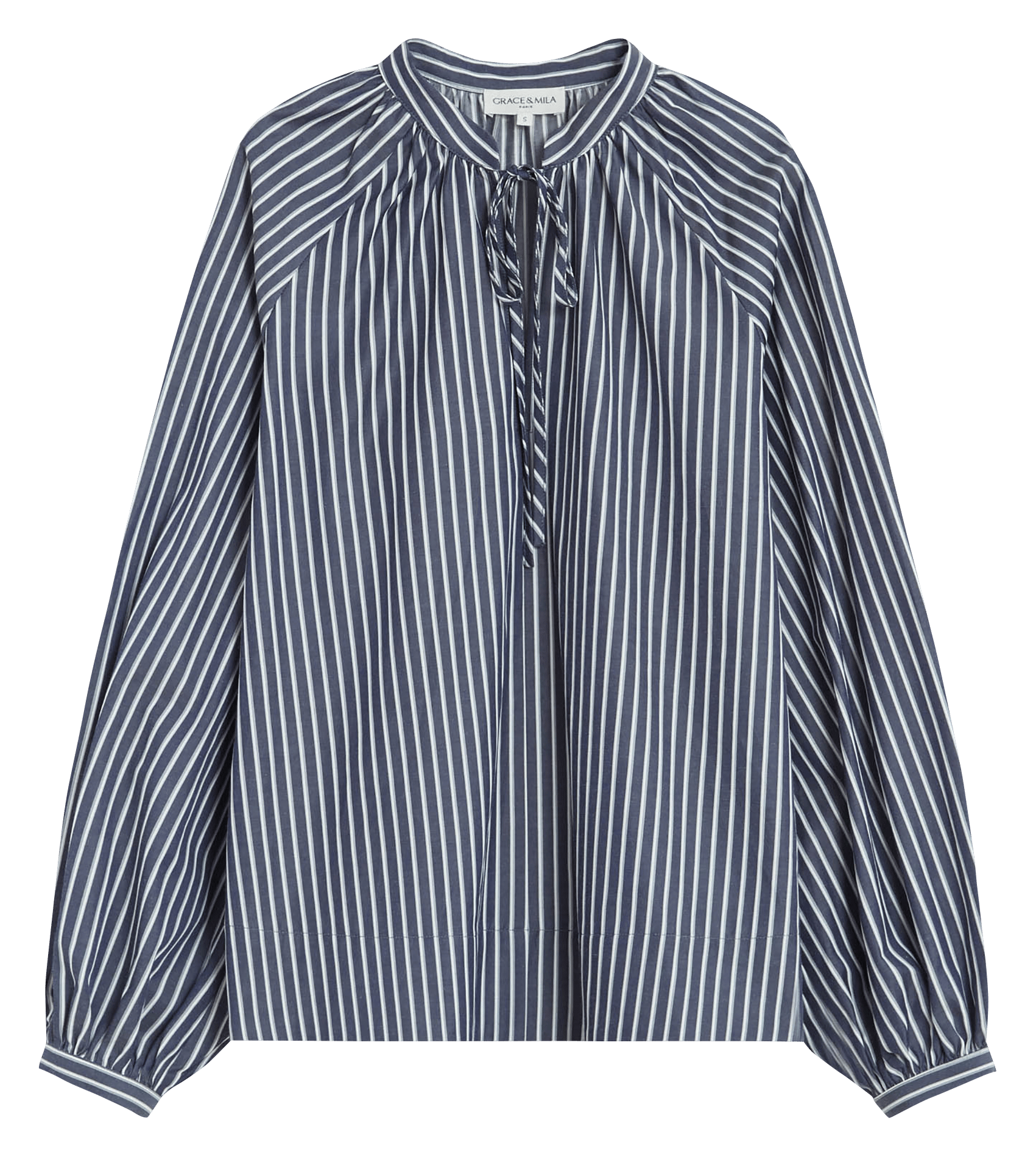 Oversized blouse met ronde hals en strepen GRACE ET MILA Blauw