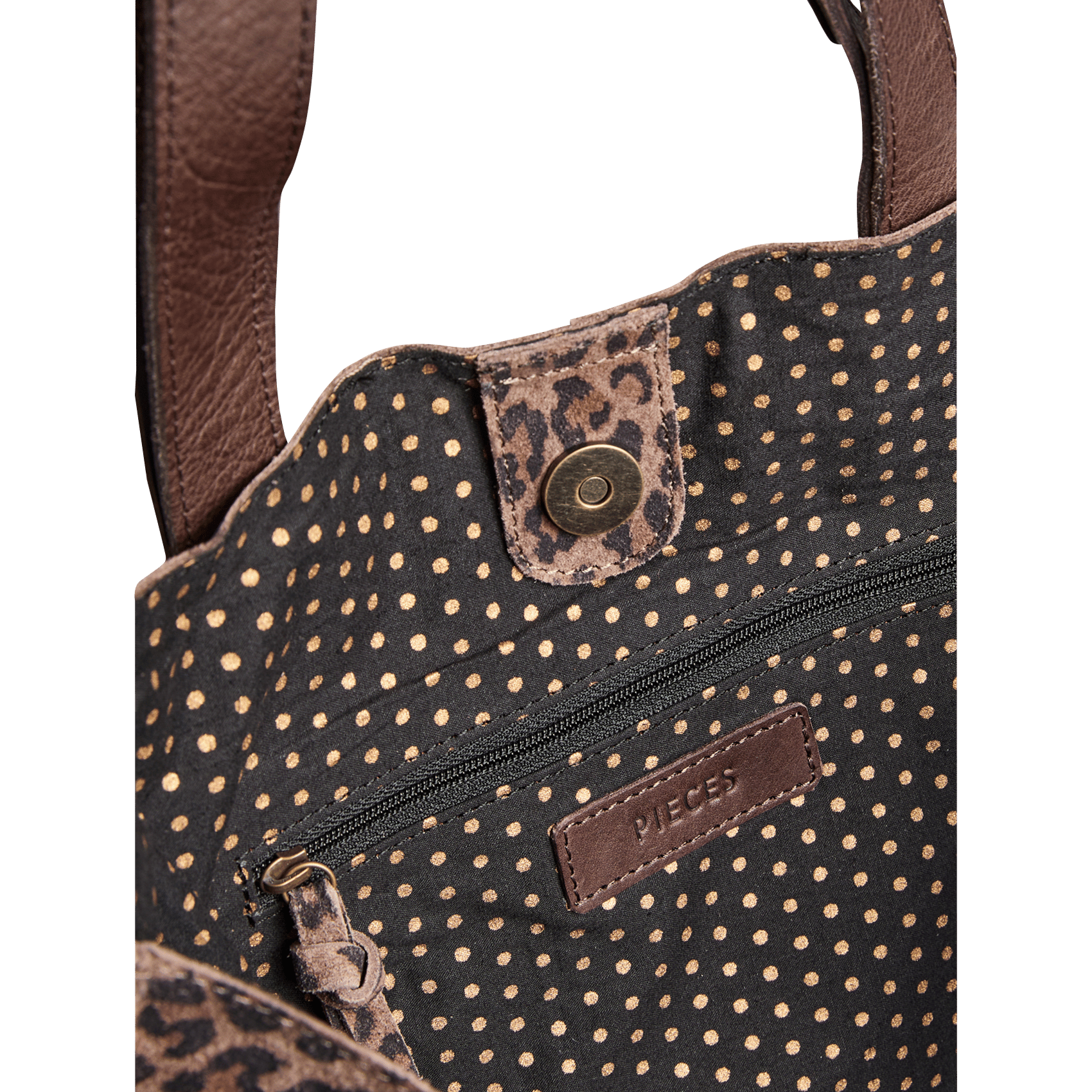 Sac cabas en cuir imprimé PIECES Beige