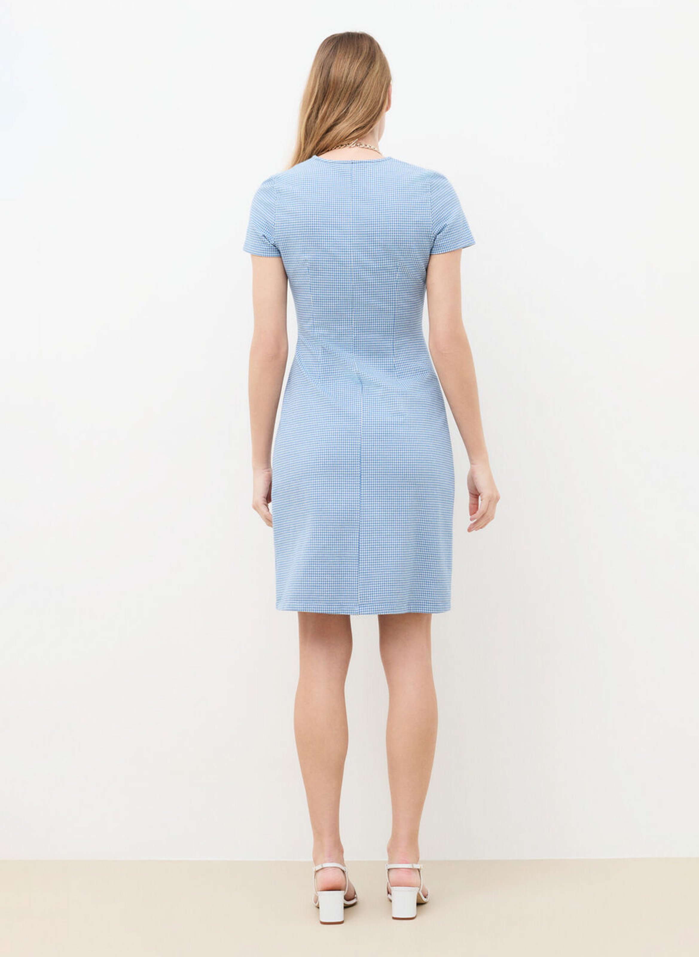 Robe courte col V imprimée CAROLL Bleu