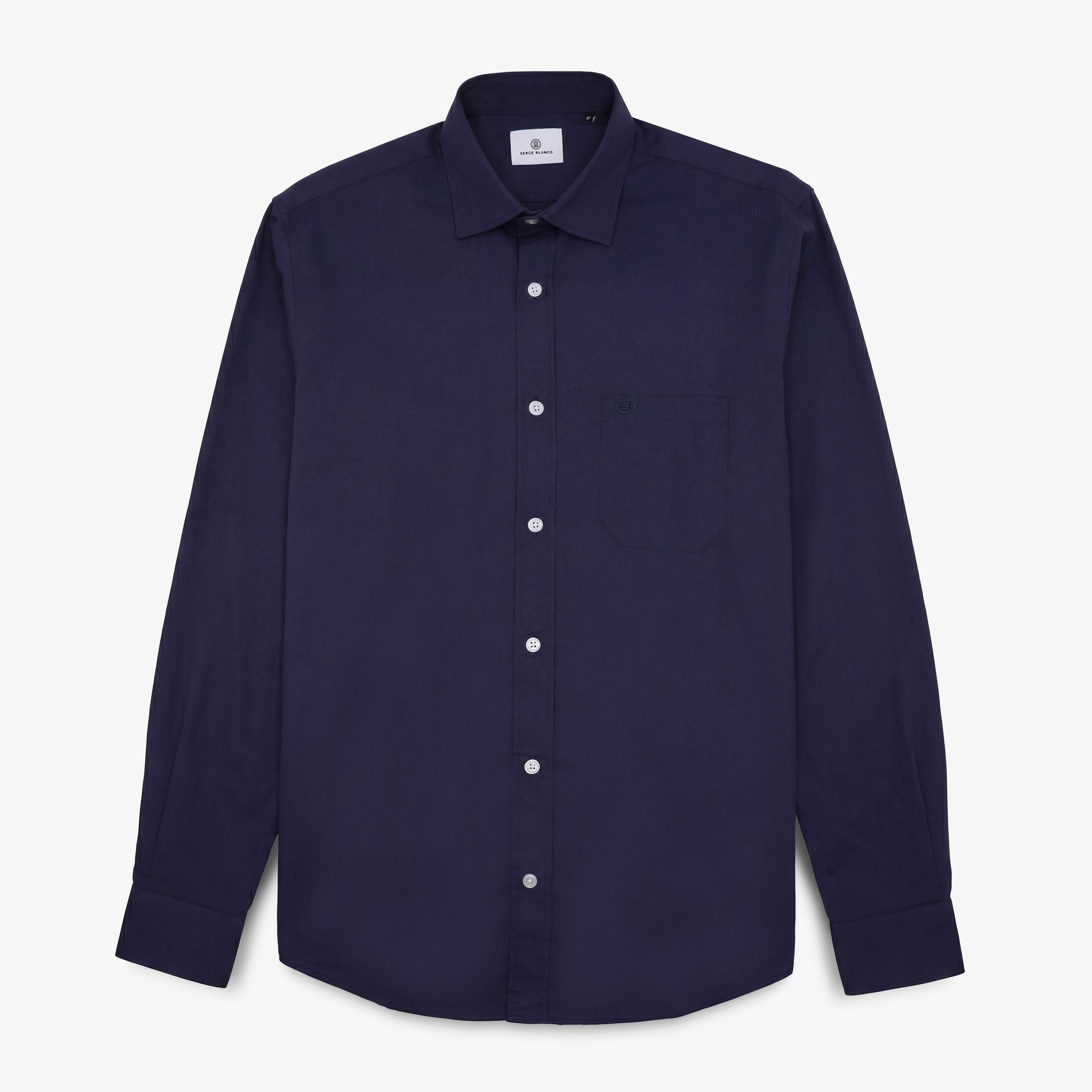 Chemises manches longues en coton avec poche poitrine bleu marine SERGE BLANCO Bleu