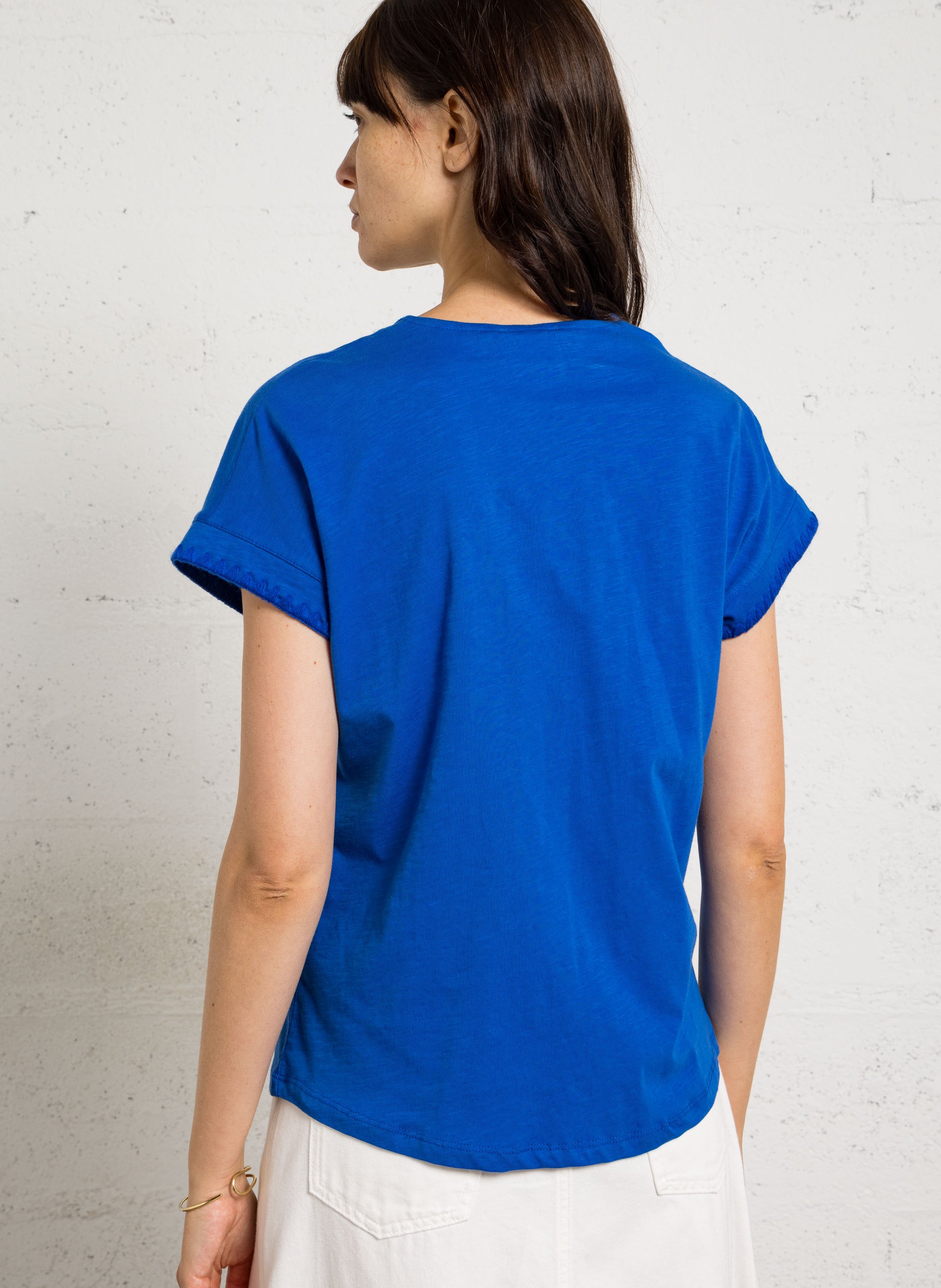 Tee-shirt droit en coton MAISON 123 Bleu