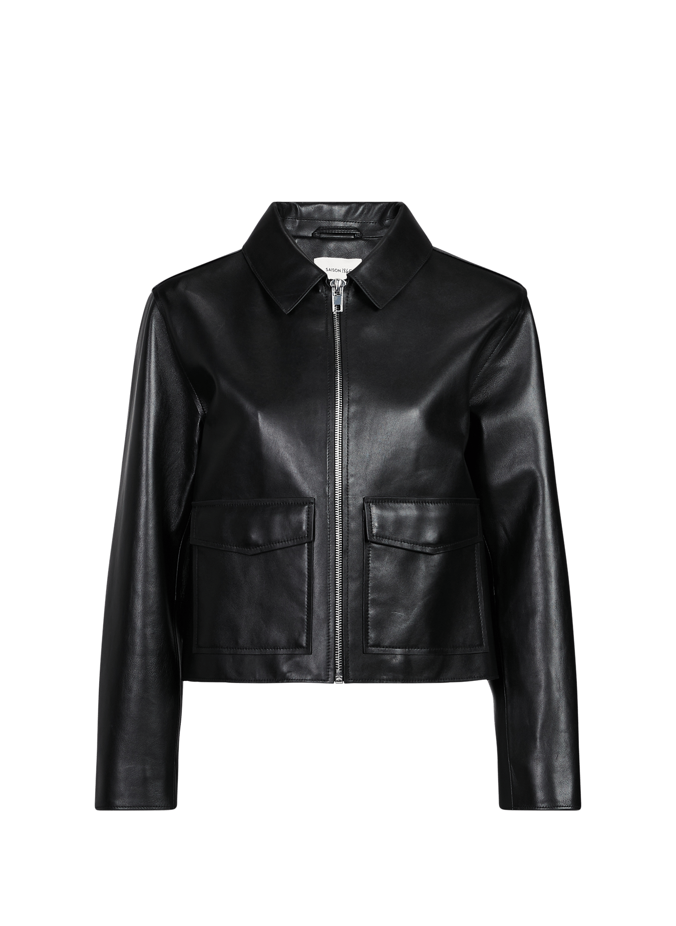 Bumia short straight leather jacket. SAISON 1865 Black