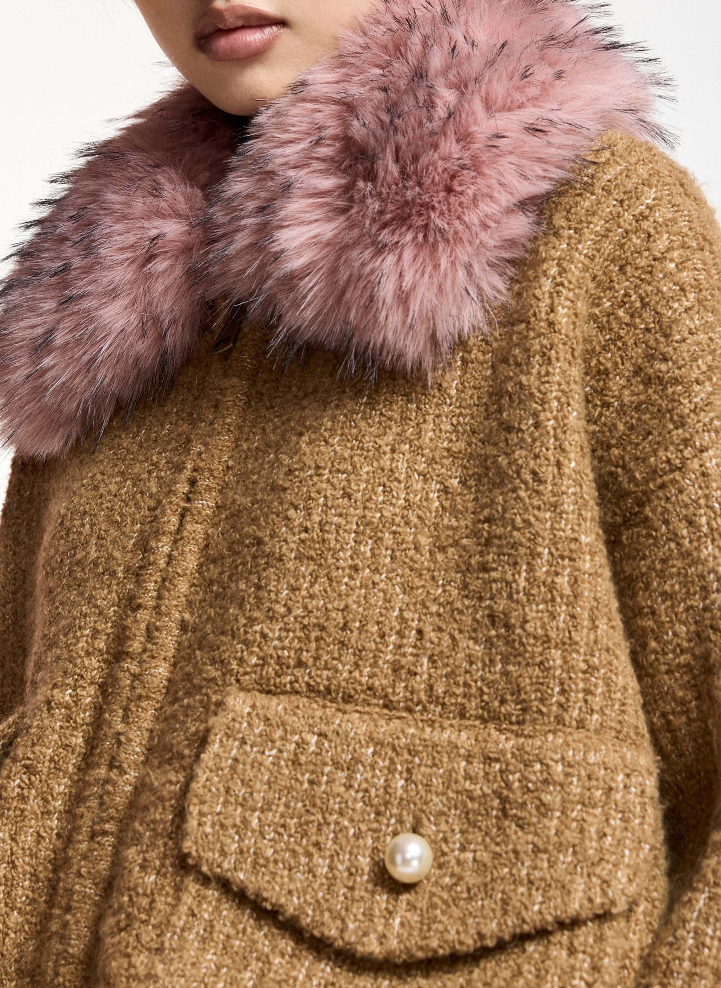 Oversized aviator jacket with removable collar ESSENTIEL ANTWERP Brown
