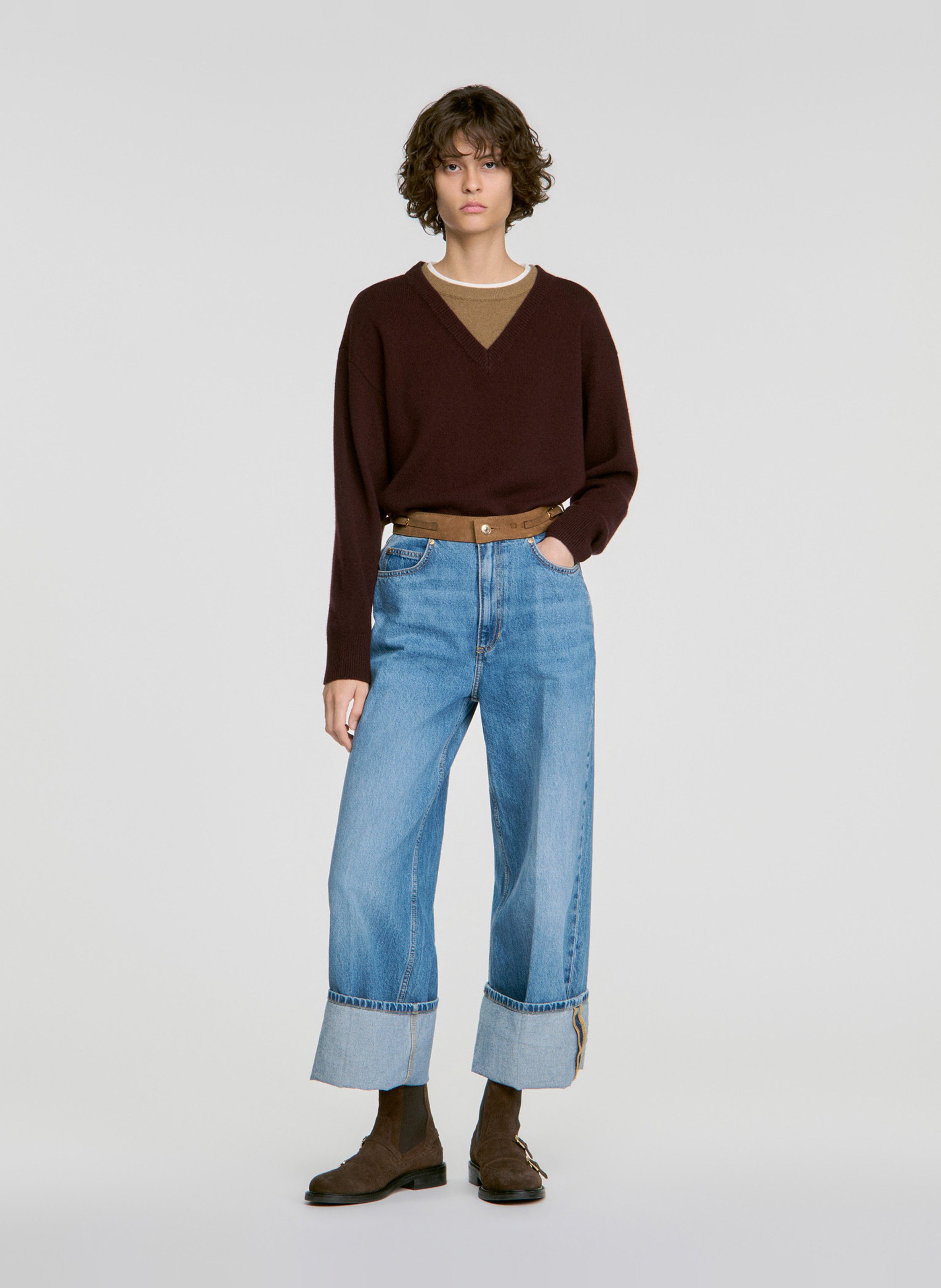 Pullover aus Wollmix mit V-Ausschnitt SANDRO Rot
