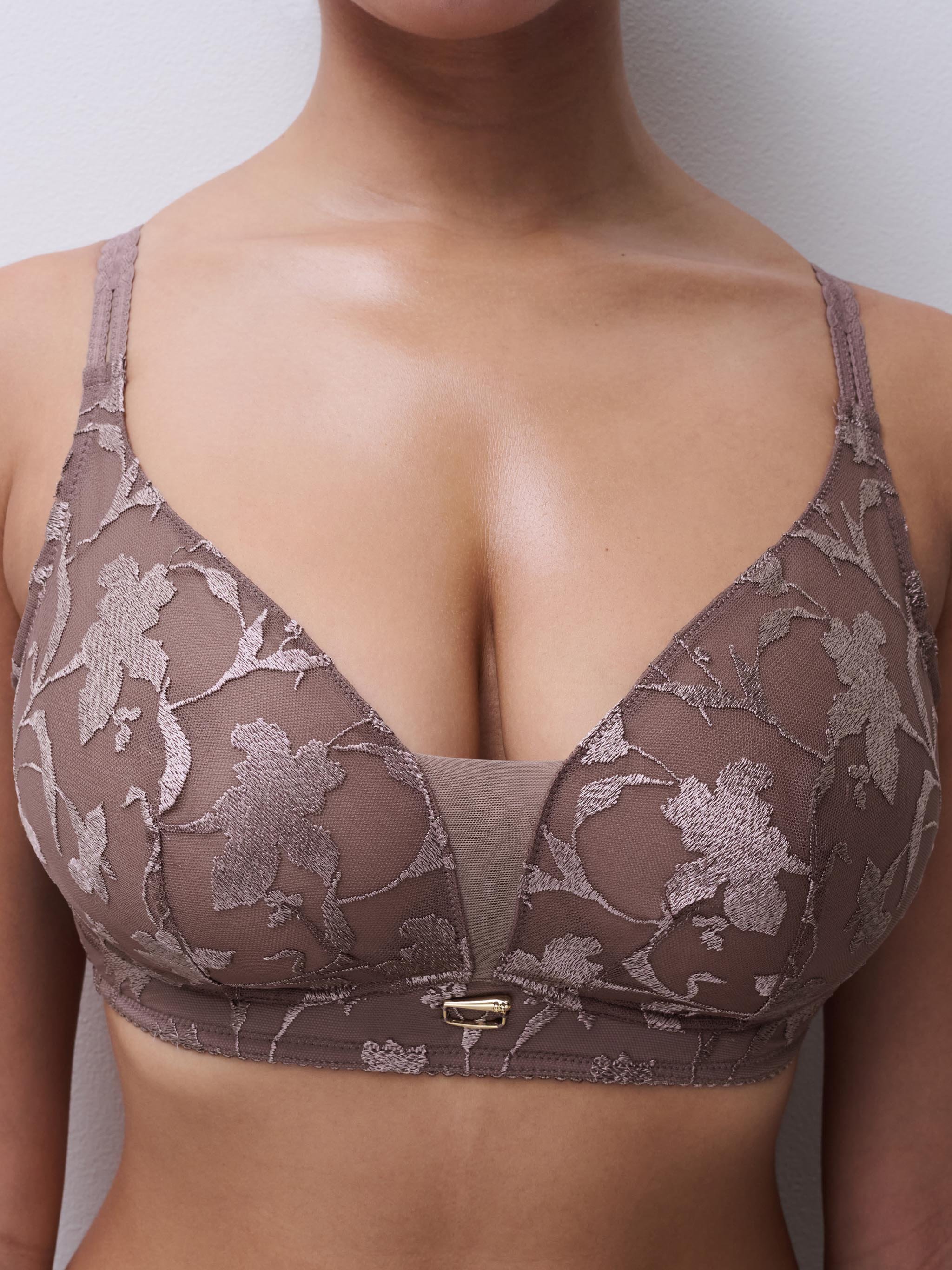 Non-wired bra with floral embroidery | Brown CHANTELLE Women