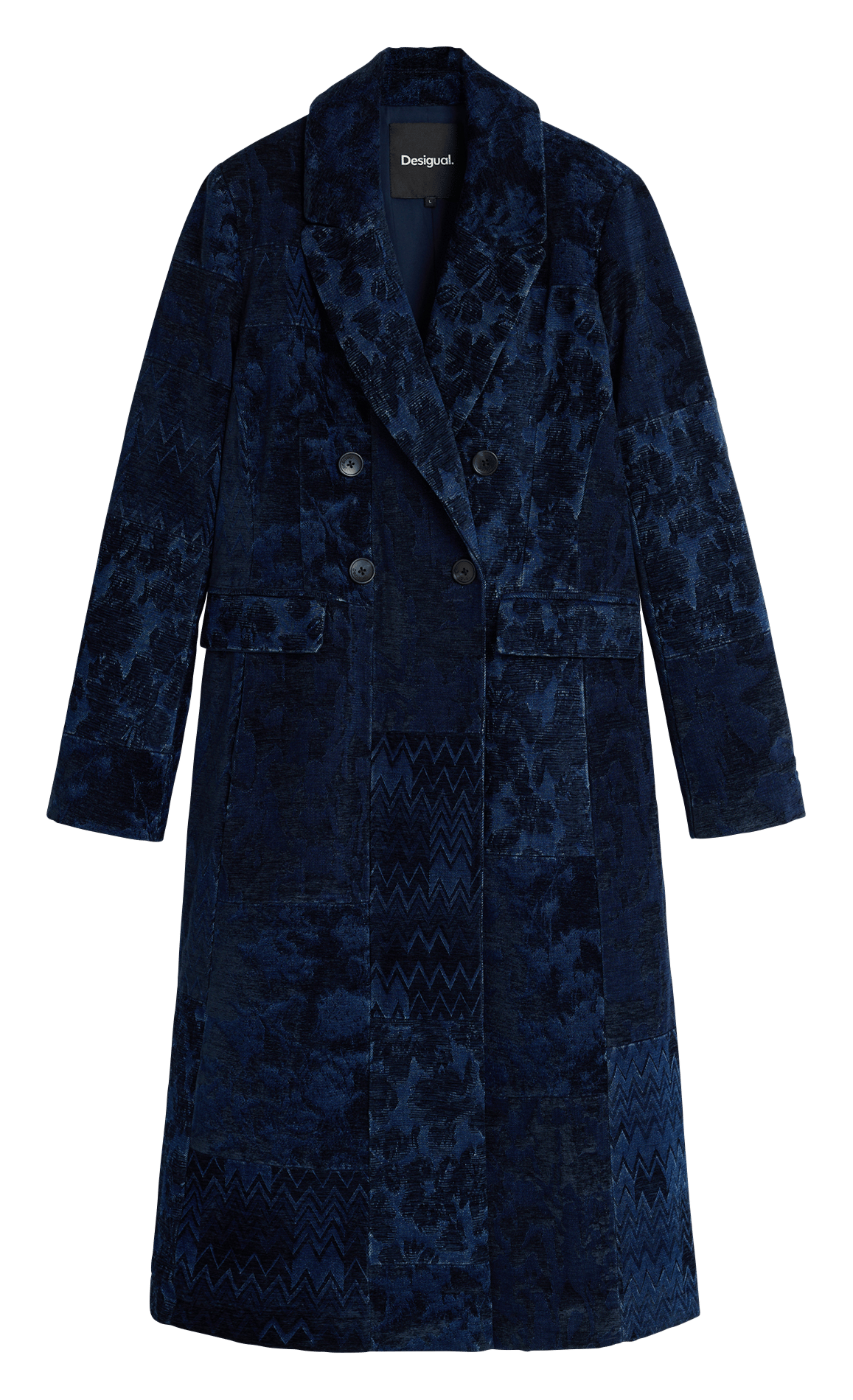 Langer Mantel mit Reverskragen aus Baumwollmischung DESIGUAL Blau