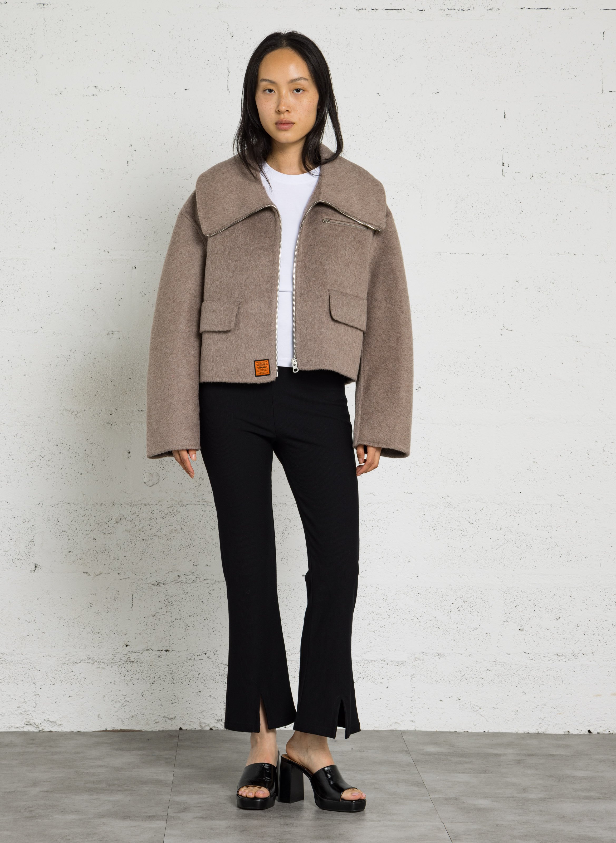 Veste à col montant en laine mélangée BOMBERS ORIGINAL Marron