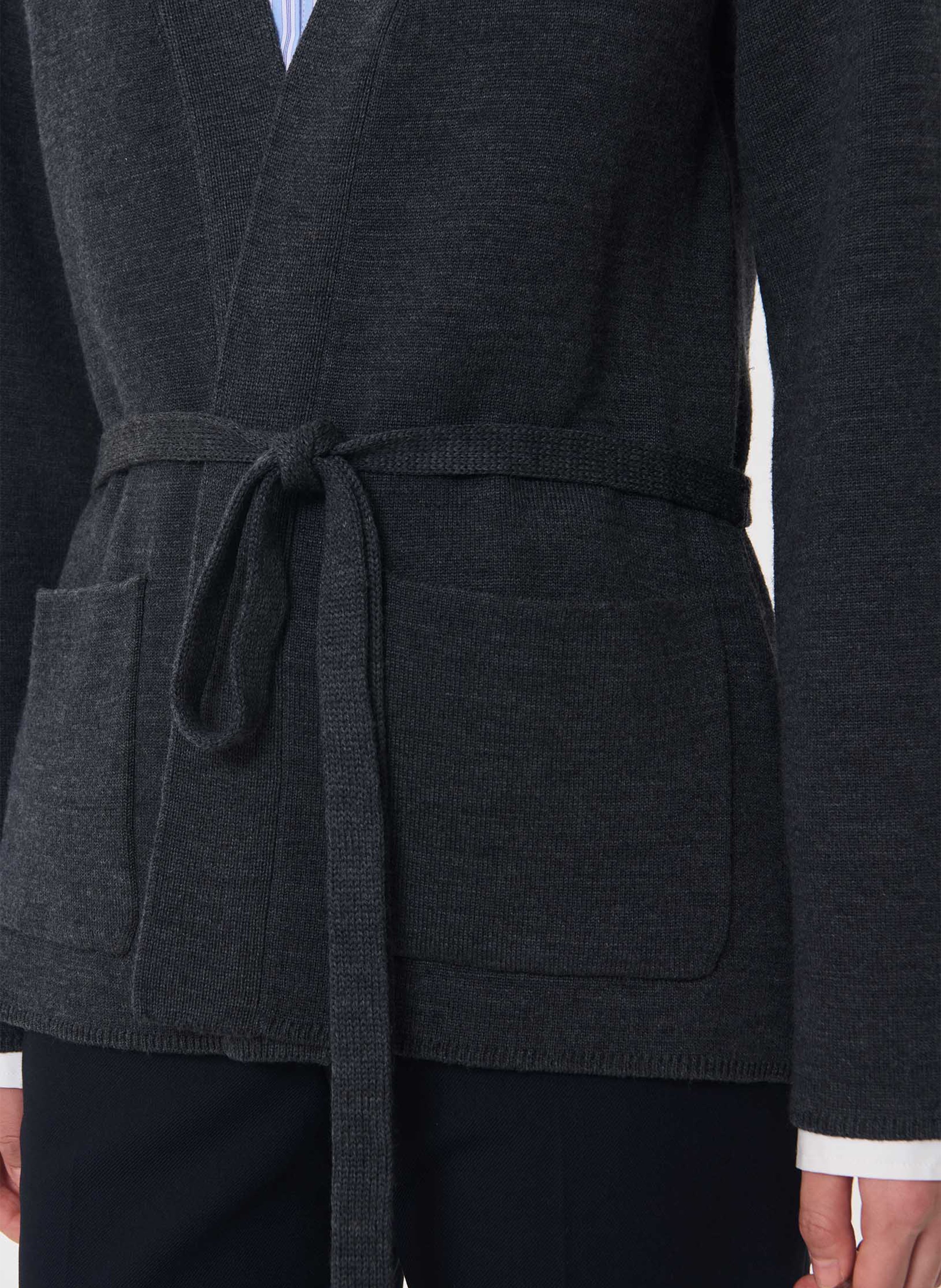 Lange Wickelstrickjacke aus Wollmischung TARA JARMON Grau