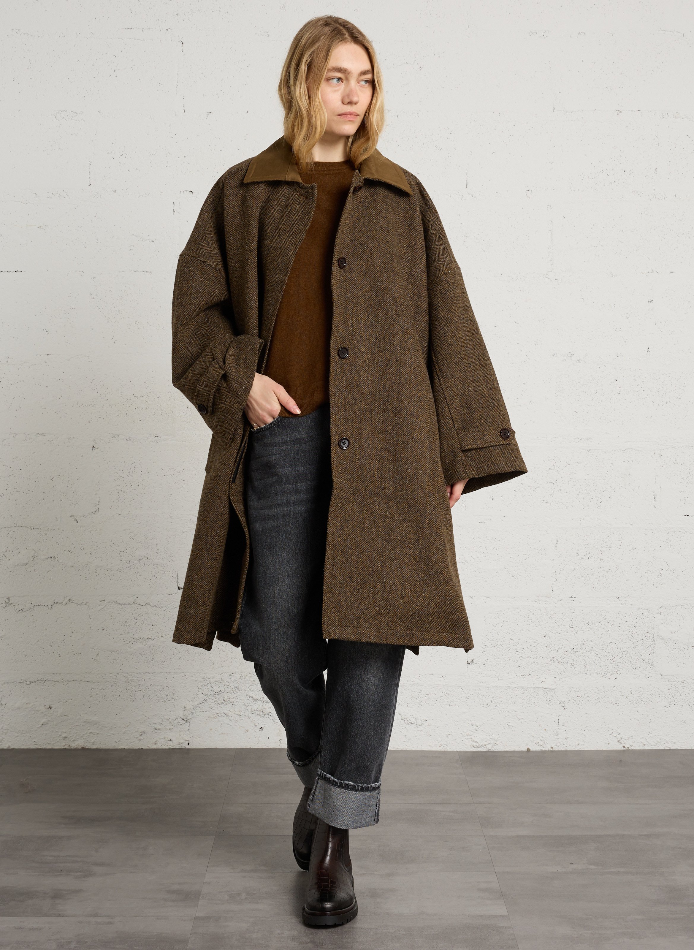 Oversize-Mantel - aus Wolle BELLEPIECE Braun