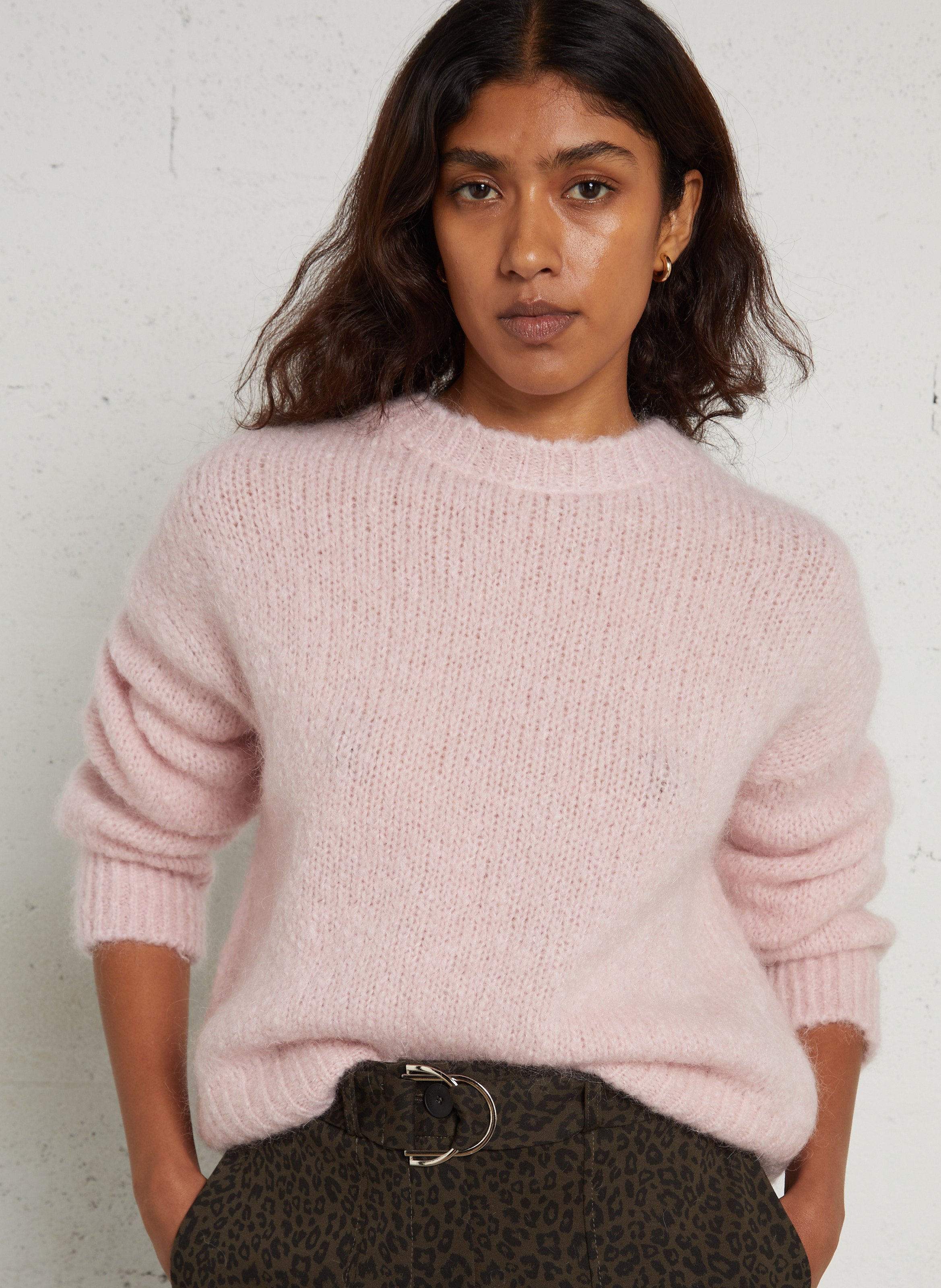 Wijde trui met ronde hals - wolblend MAISON 123 Roze