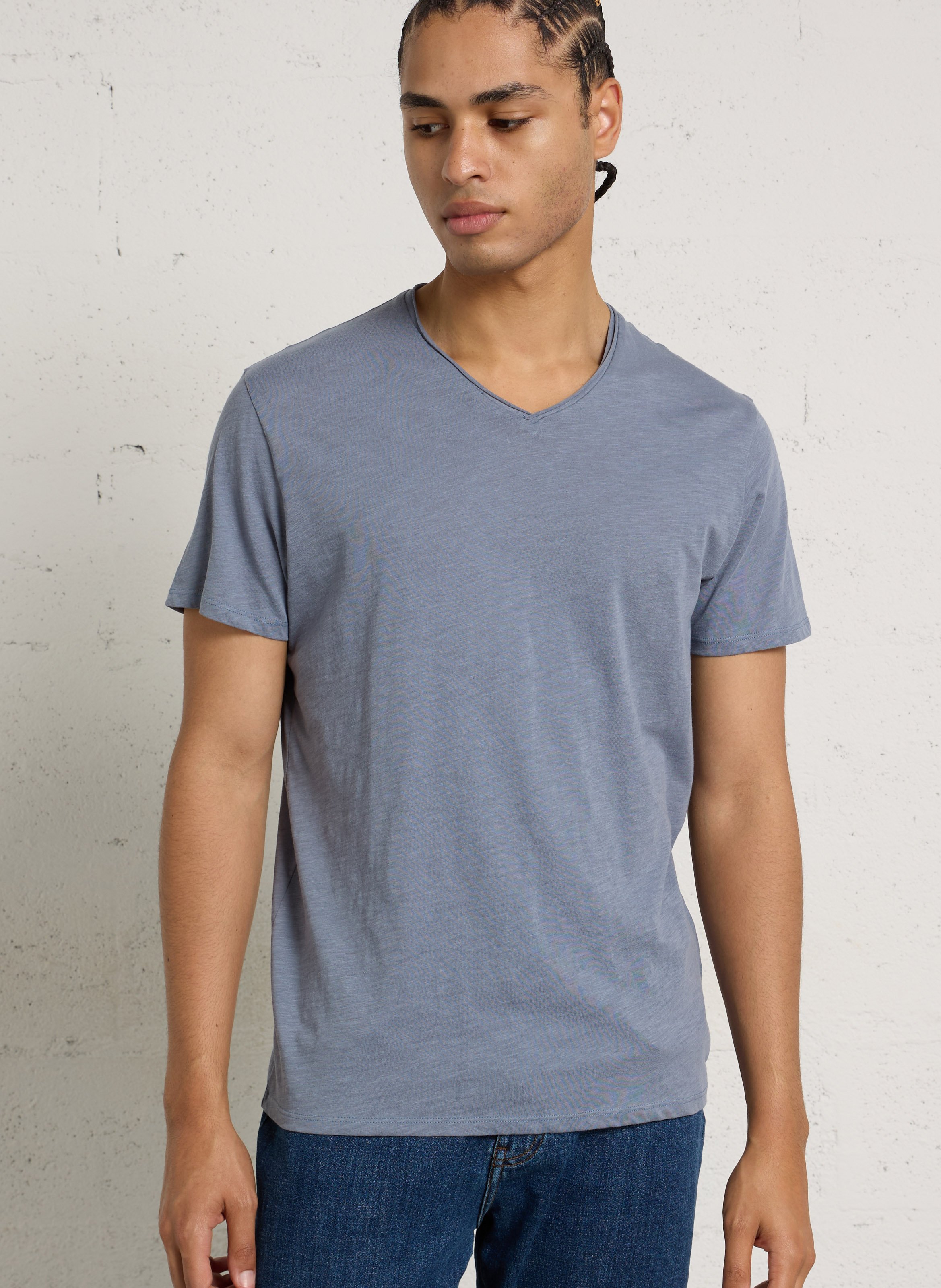 Tee-shirt droit col V en coton IKKS