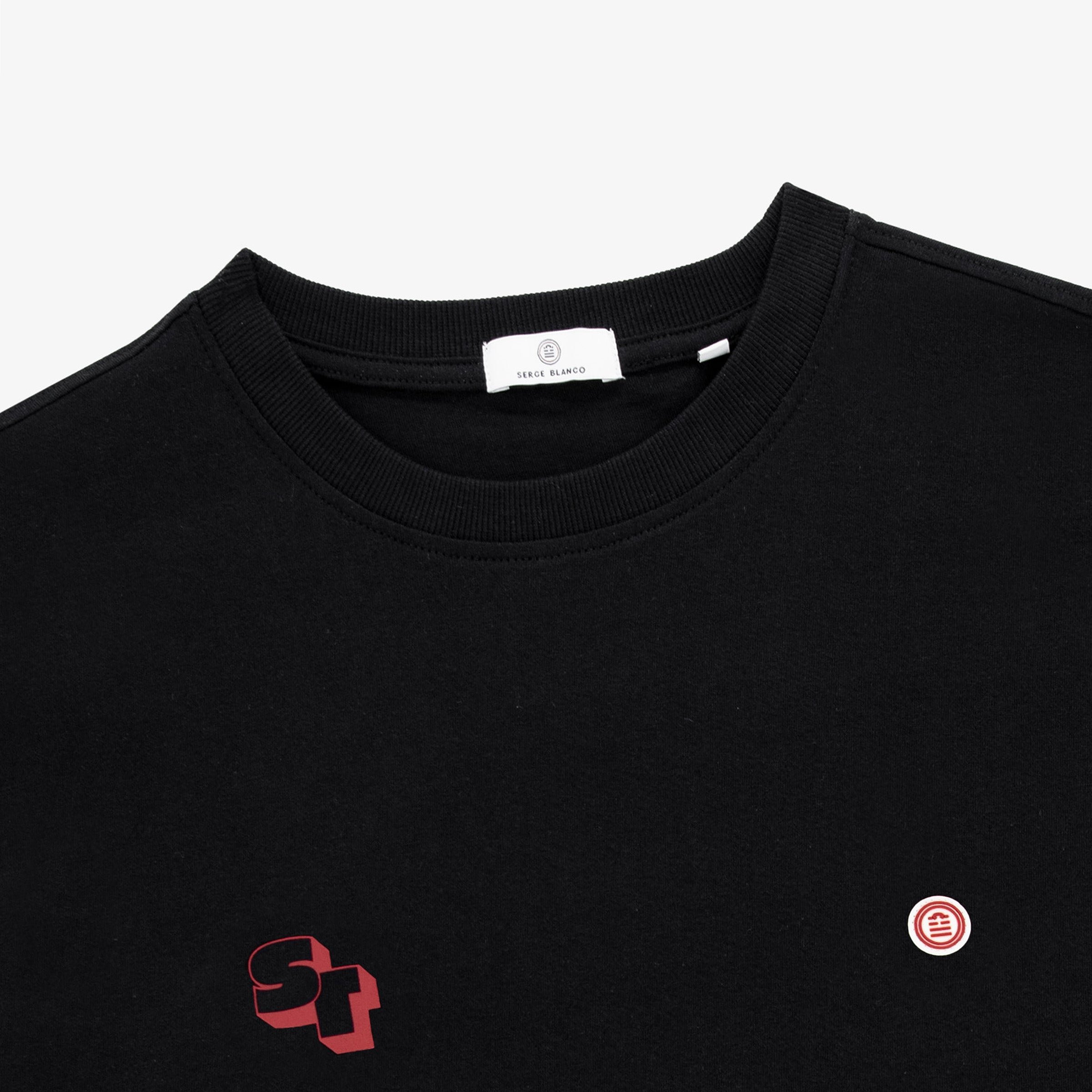 Printed cotton short-sleeved T-shirt SERGE BLANCO Black
