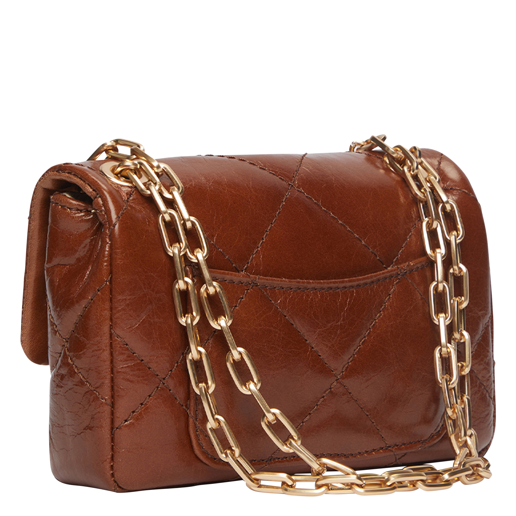 Quilted leather flap bag VANESSA BRUNO Brown