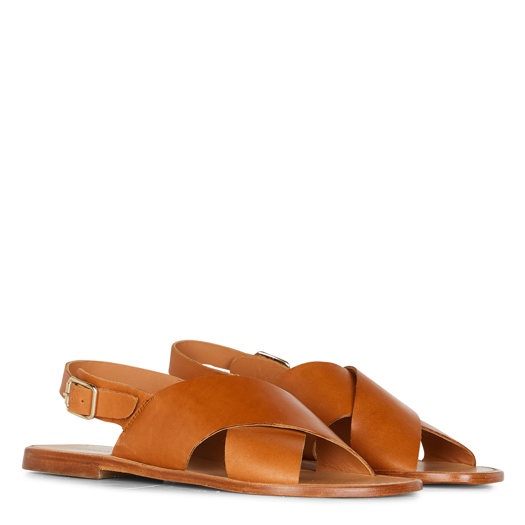 Flat leather sandals MELLOW YELLOW Brown