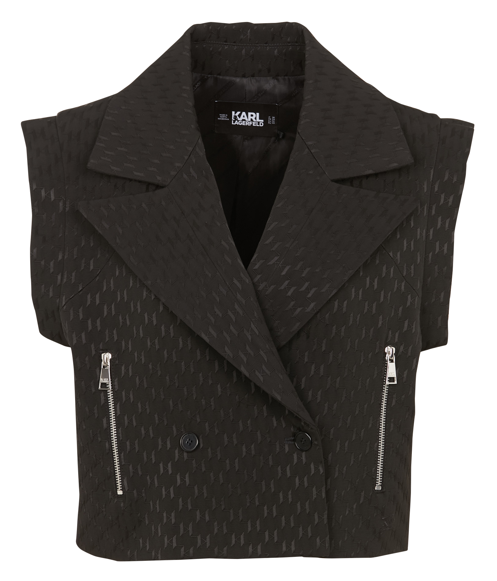 Short jacquard jacket with notched collar KARL LAGERFELD Black