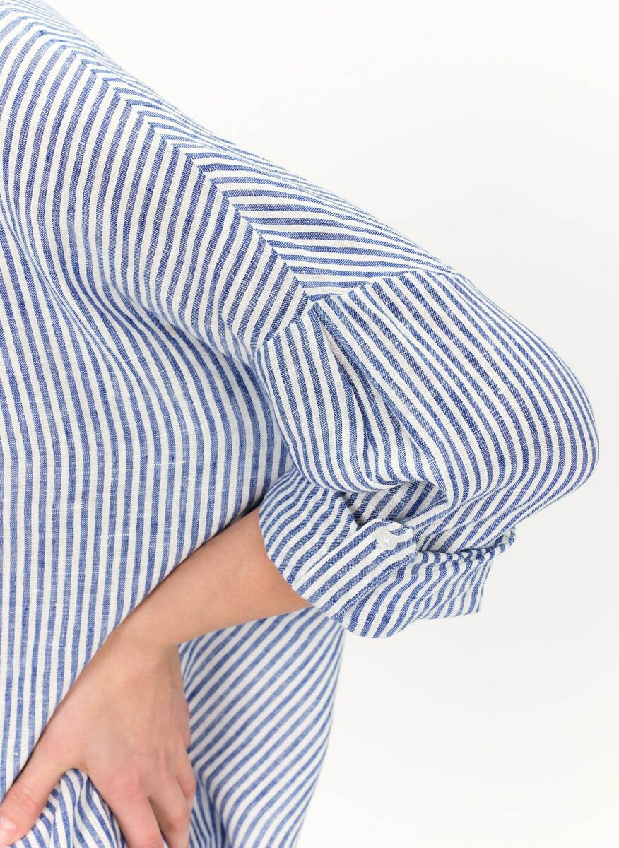 Striped linen shirt with classic collar CAROLL Blue