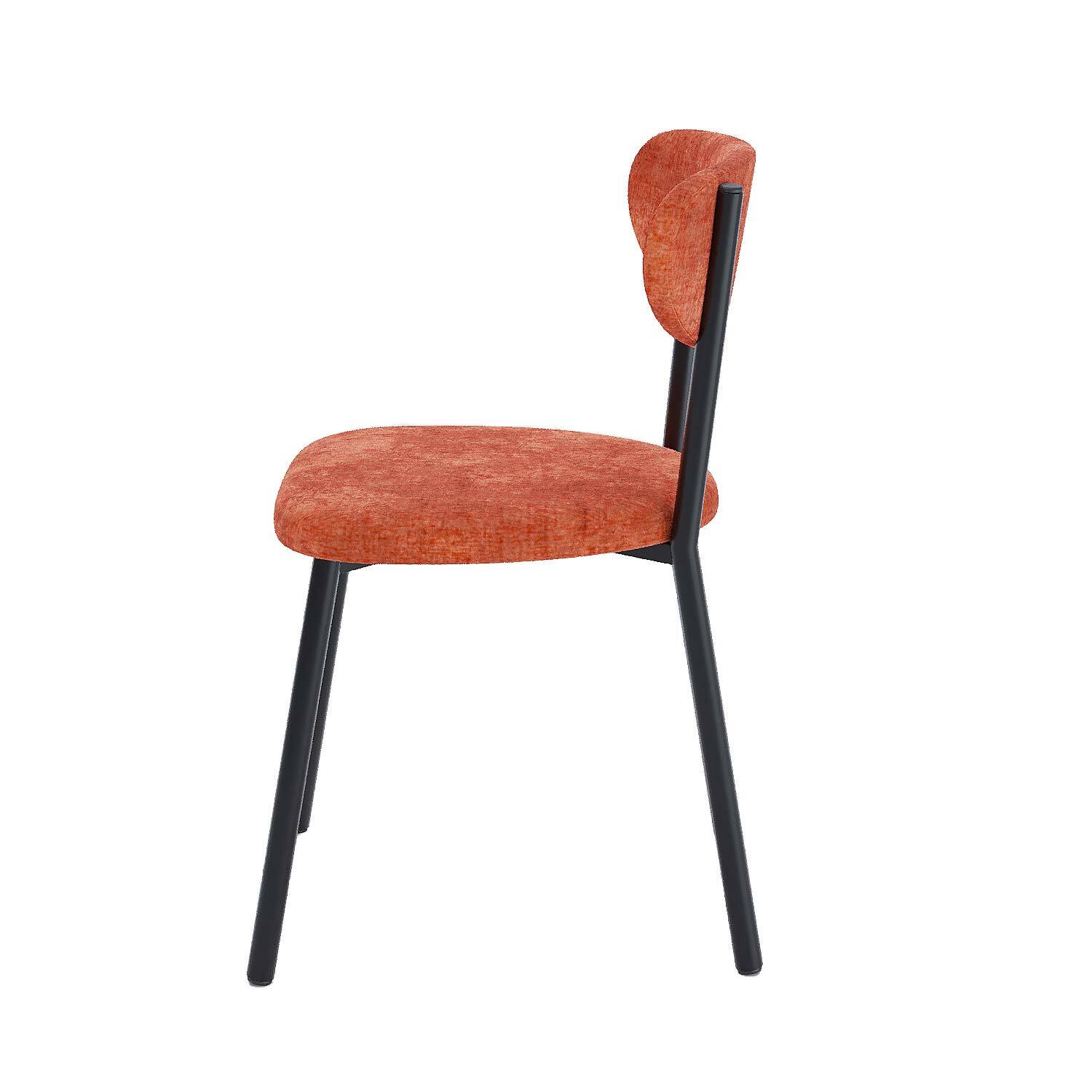 Set of 2 cream bouclette chairs with black metal legs Orange