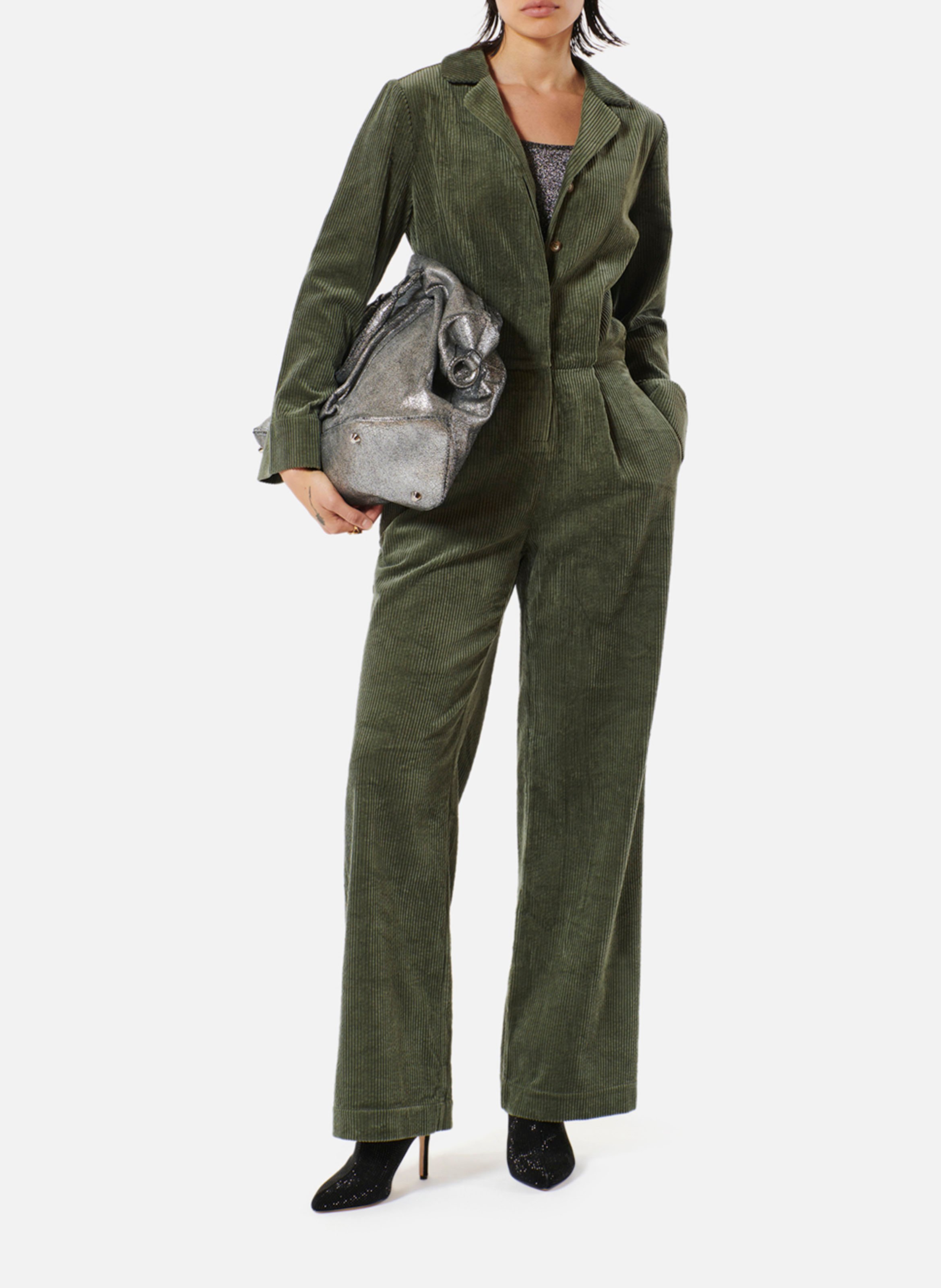 Combinaison droite col classique en coton côtelé KARMA KOMA Vert