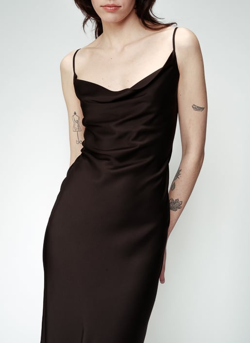 Robe midi satinée GRACE ET MILA Noir