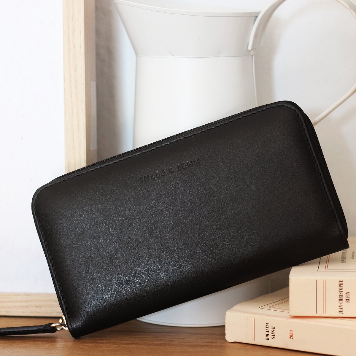 Leather multi-compartment wallet JULES & JENN Black
