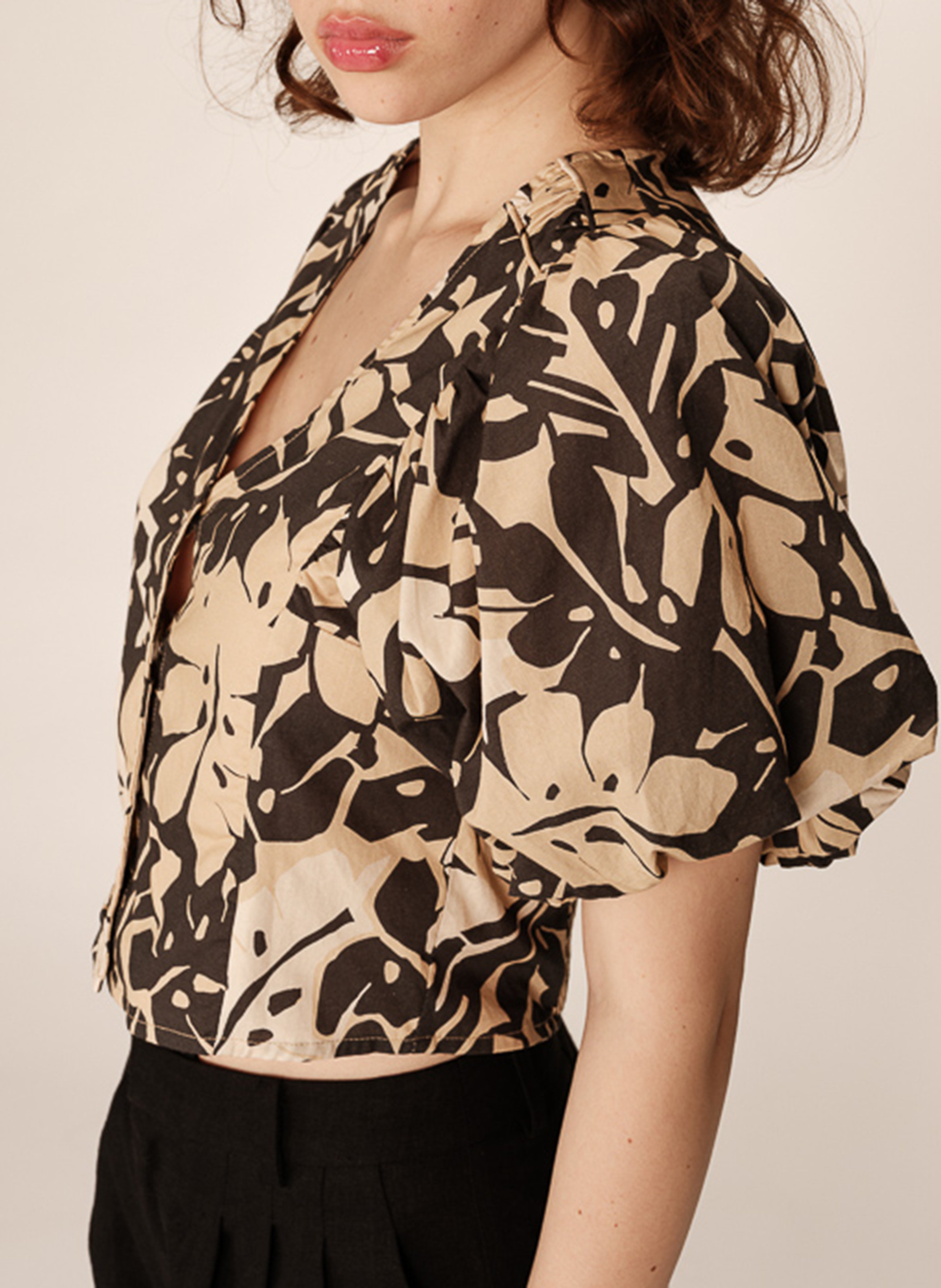 Blouse en coton imprimé GRACE ET MILA Beige