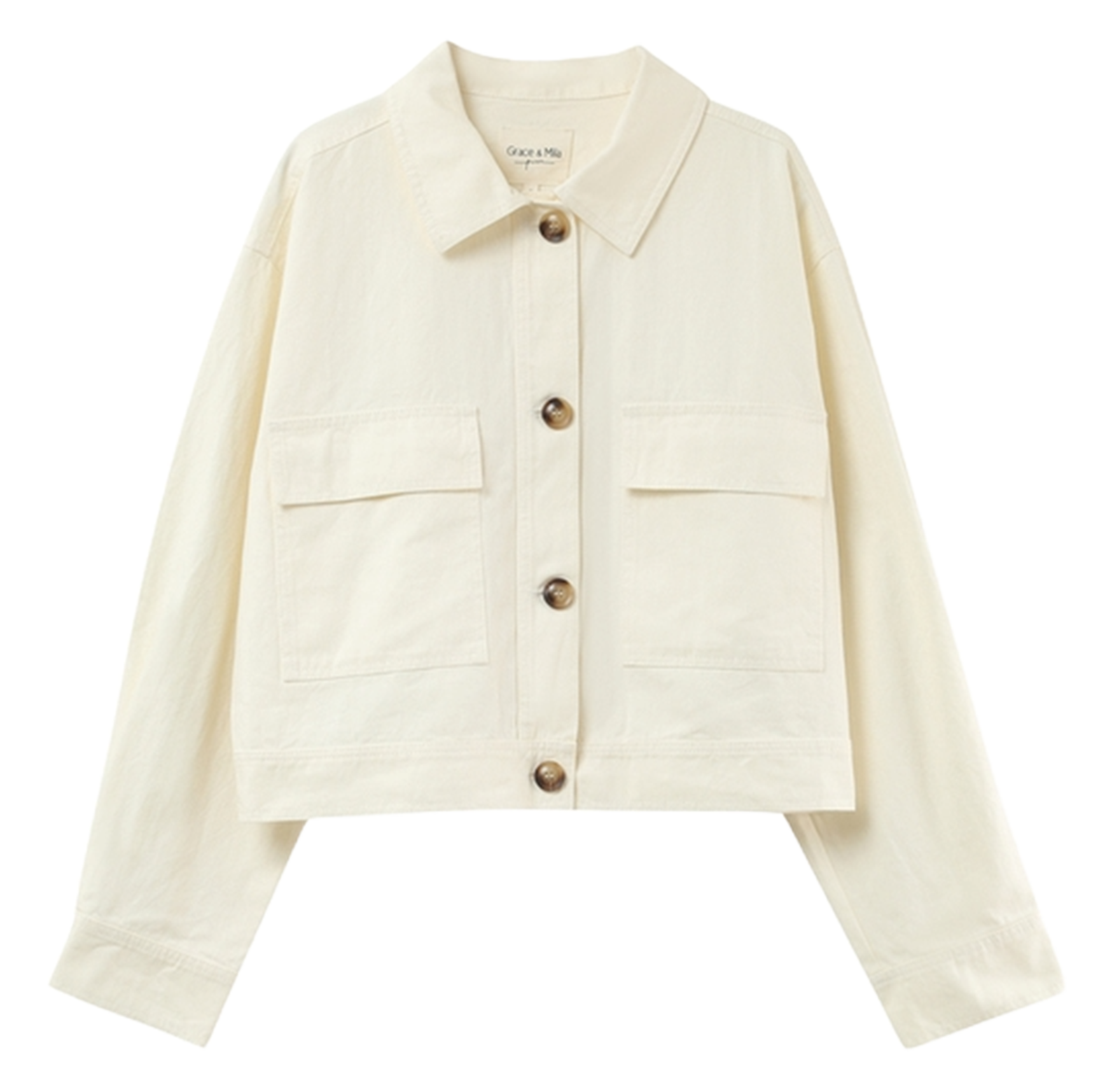 Shirt collar cotton jacket GRACE ET MILA White
