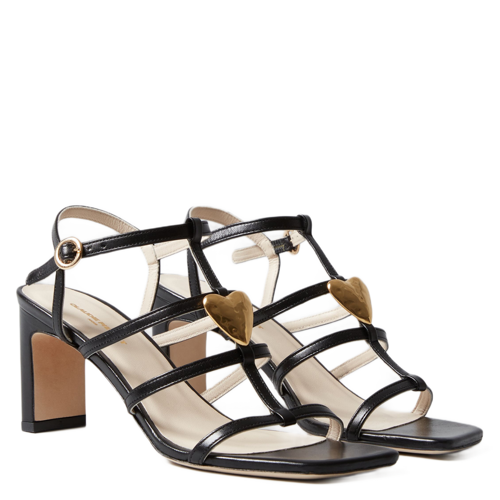 Sandales à talon en cuir CLAUDIE PIERLOT Noir