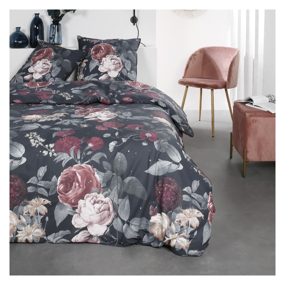 Printed cotton bedding set TODAY LINGE DE MAISON Black