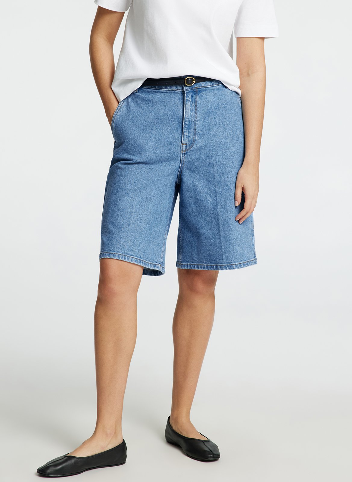 Short long ample en jean SELECTED Bleu